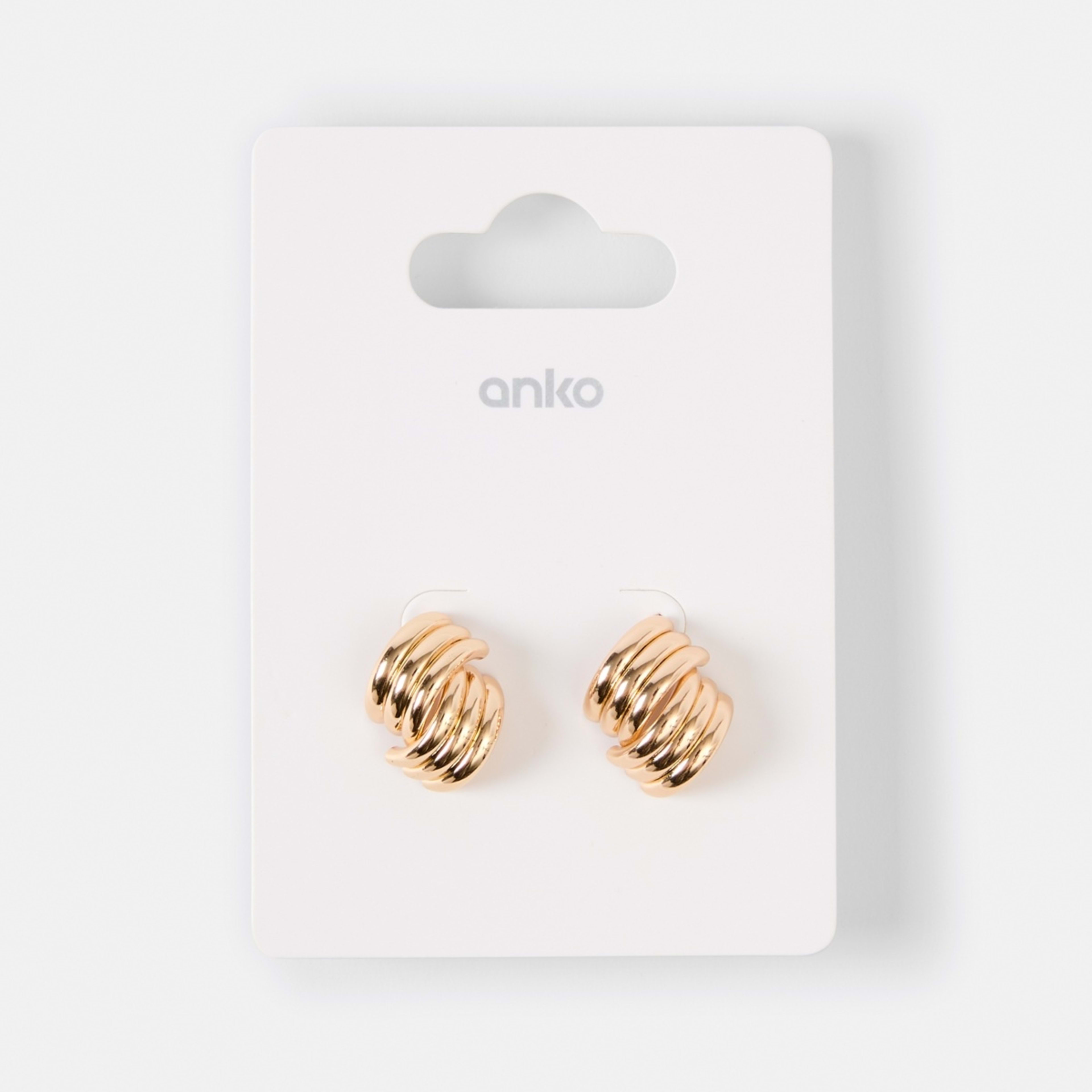 4 Crossover Stud Earrings - Gold Tone, 4 of 4