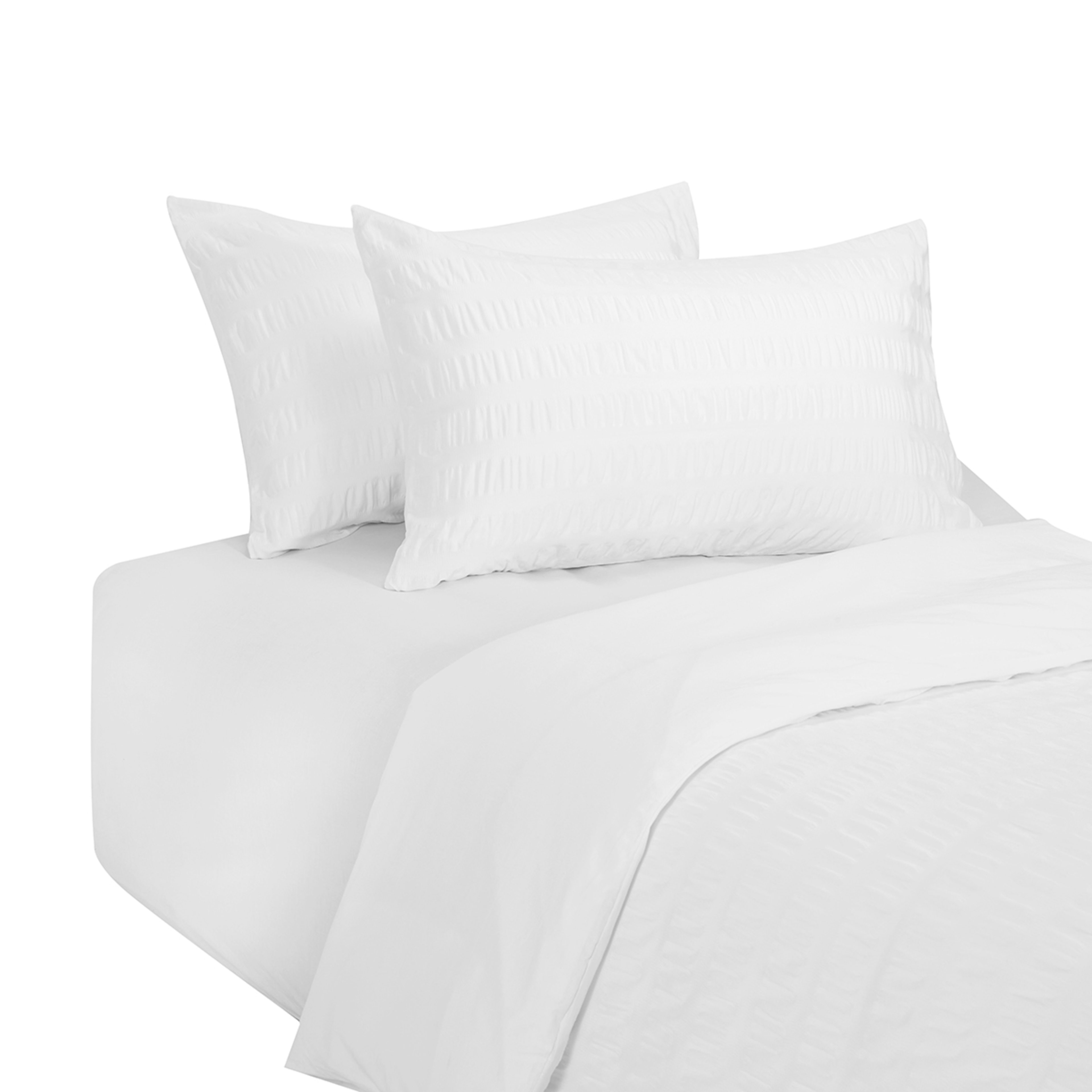 Amity Seersucker Quilt Cover Set Queen Bed, White Kmart