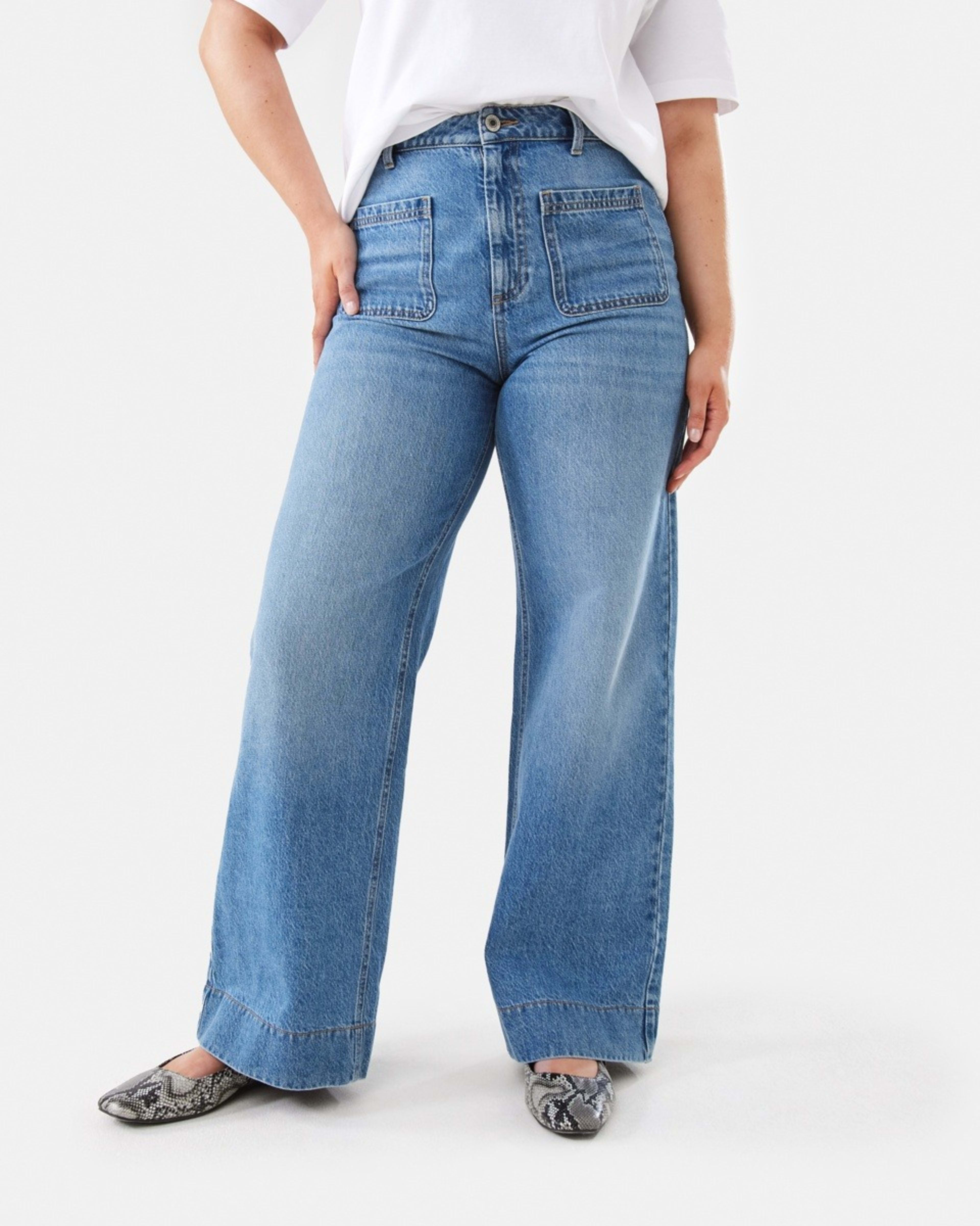 1 Wide Leg Pocket Jeans MID WASH, 1 of 10