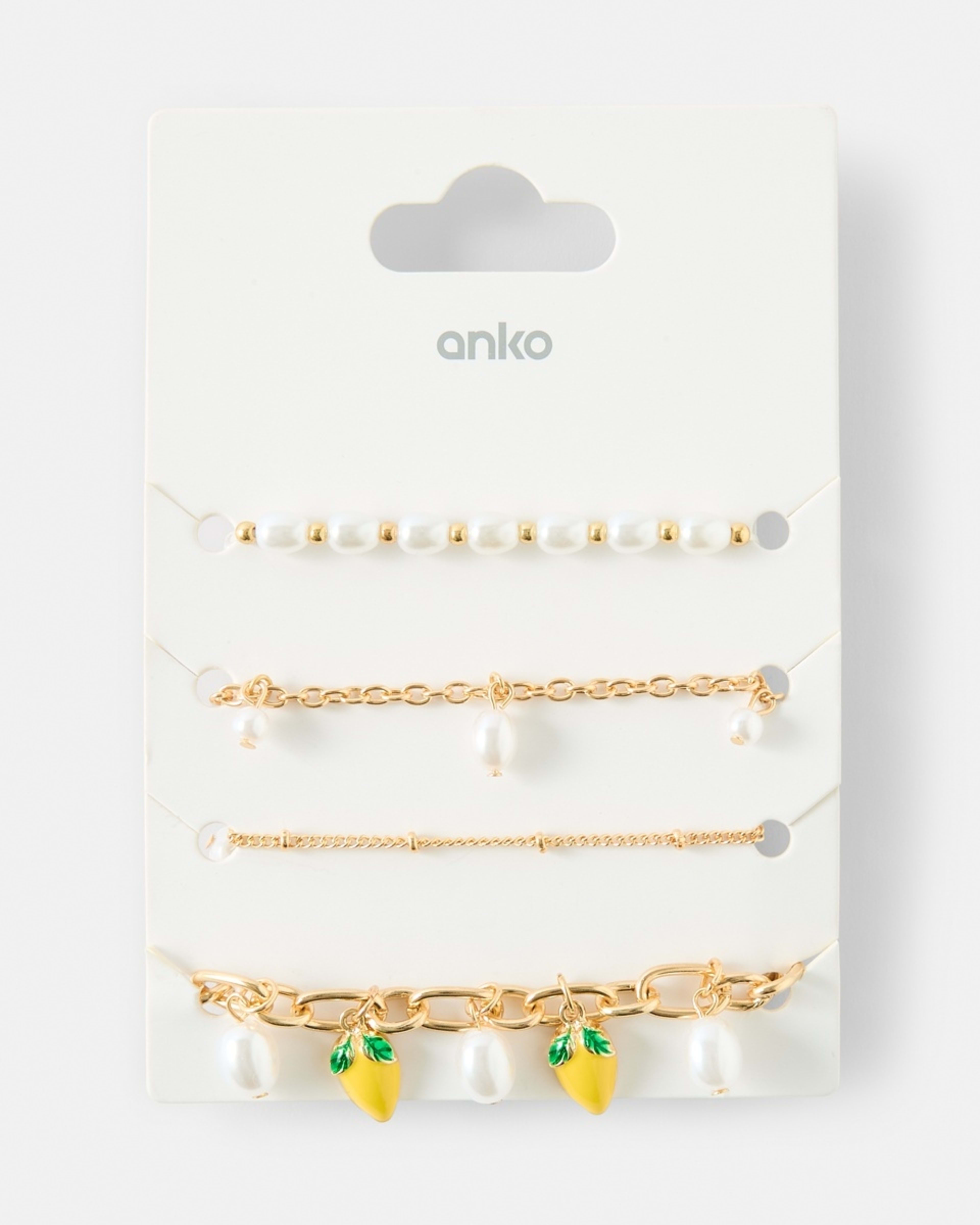 7 4 Pack Lemon Bracelets - White, Yellow, Green and Gold Tone Gold, 7 of 7