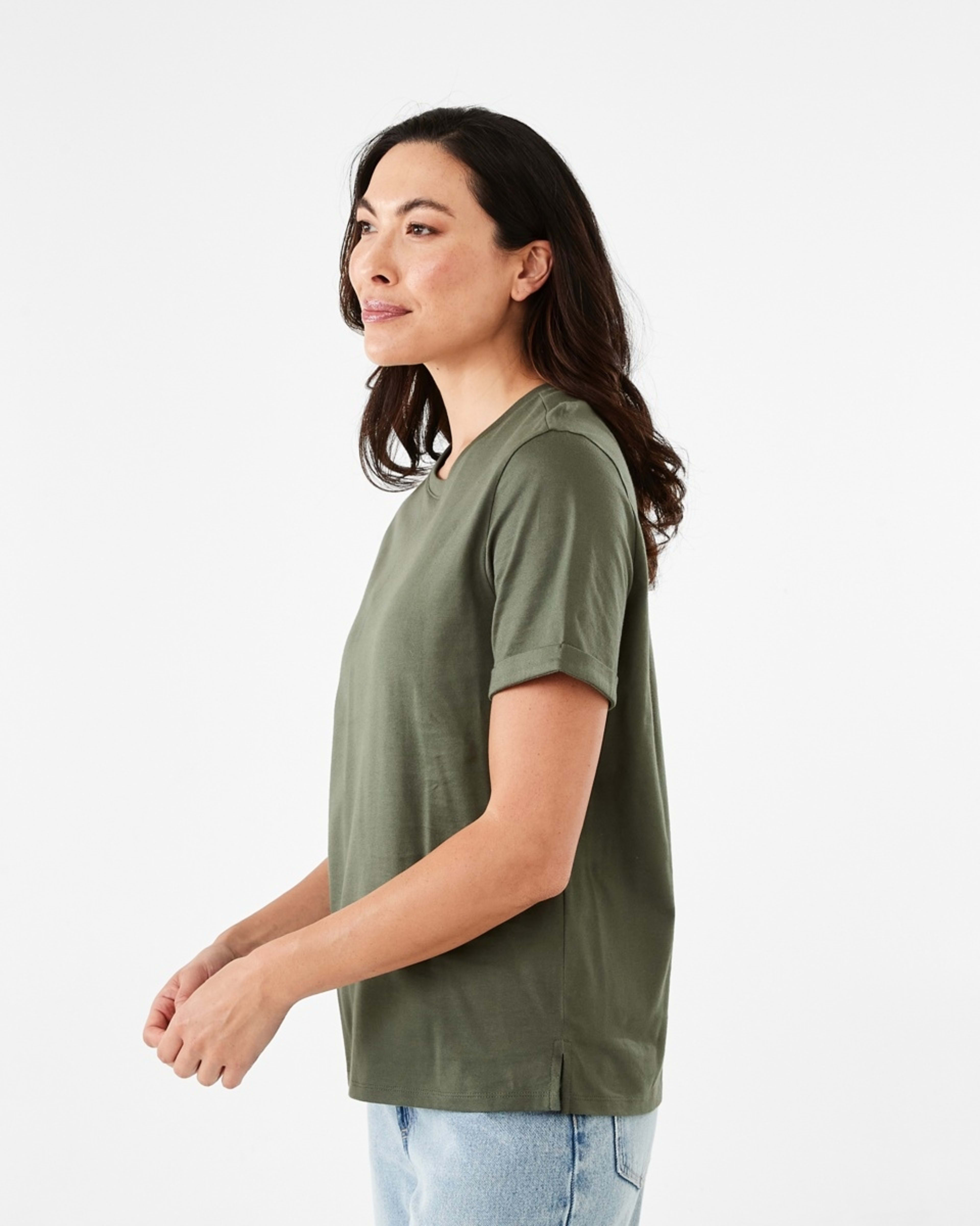2 Short Sleeve Australian Cotton T-shirt Grn Olive, 2 of 7