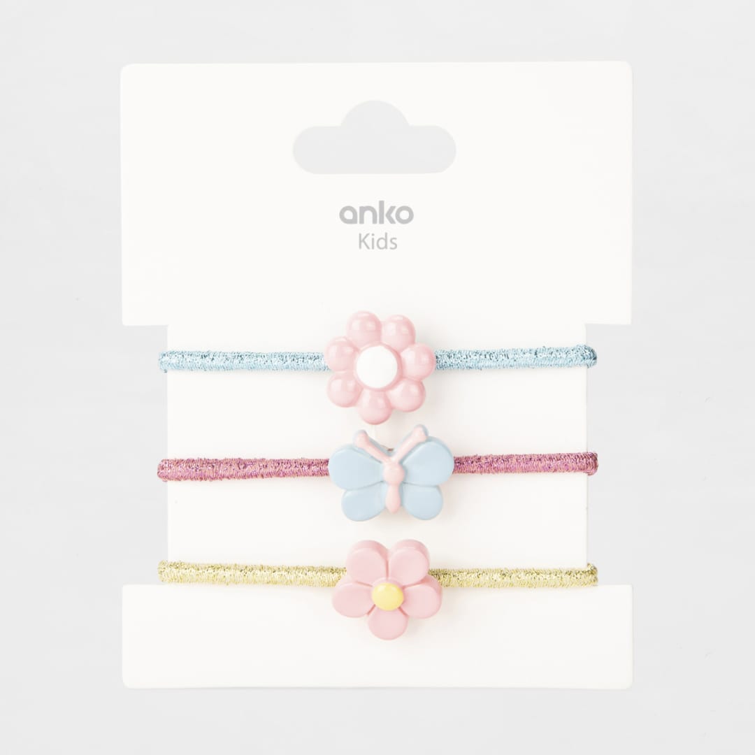 3 Pack Hair Ties Floral Kmart