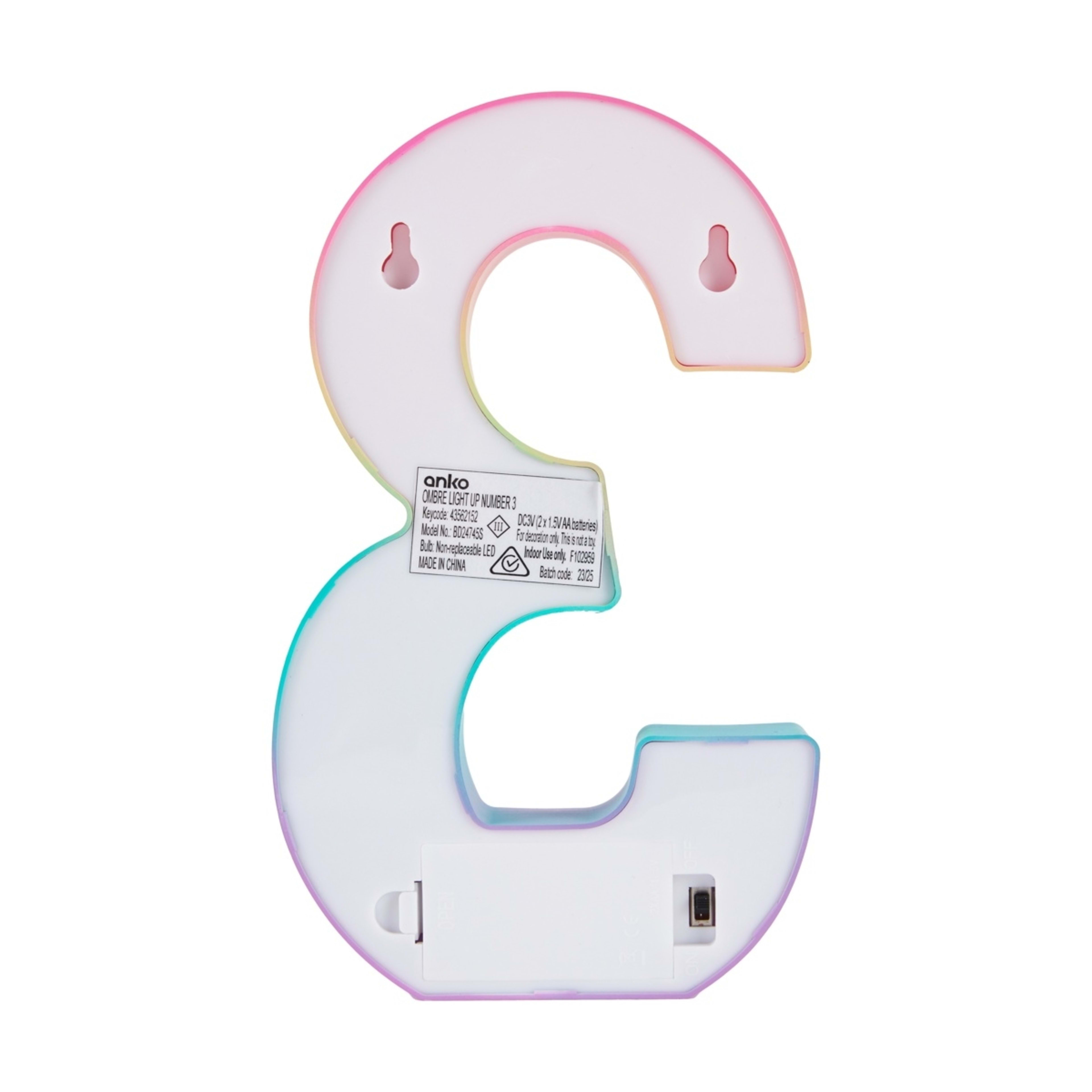 3 Ombre Light Up Number - 3, 3 of 5