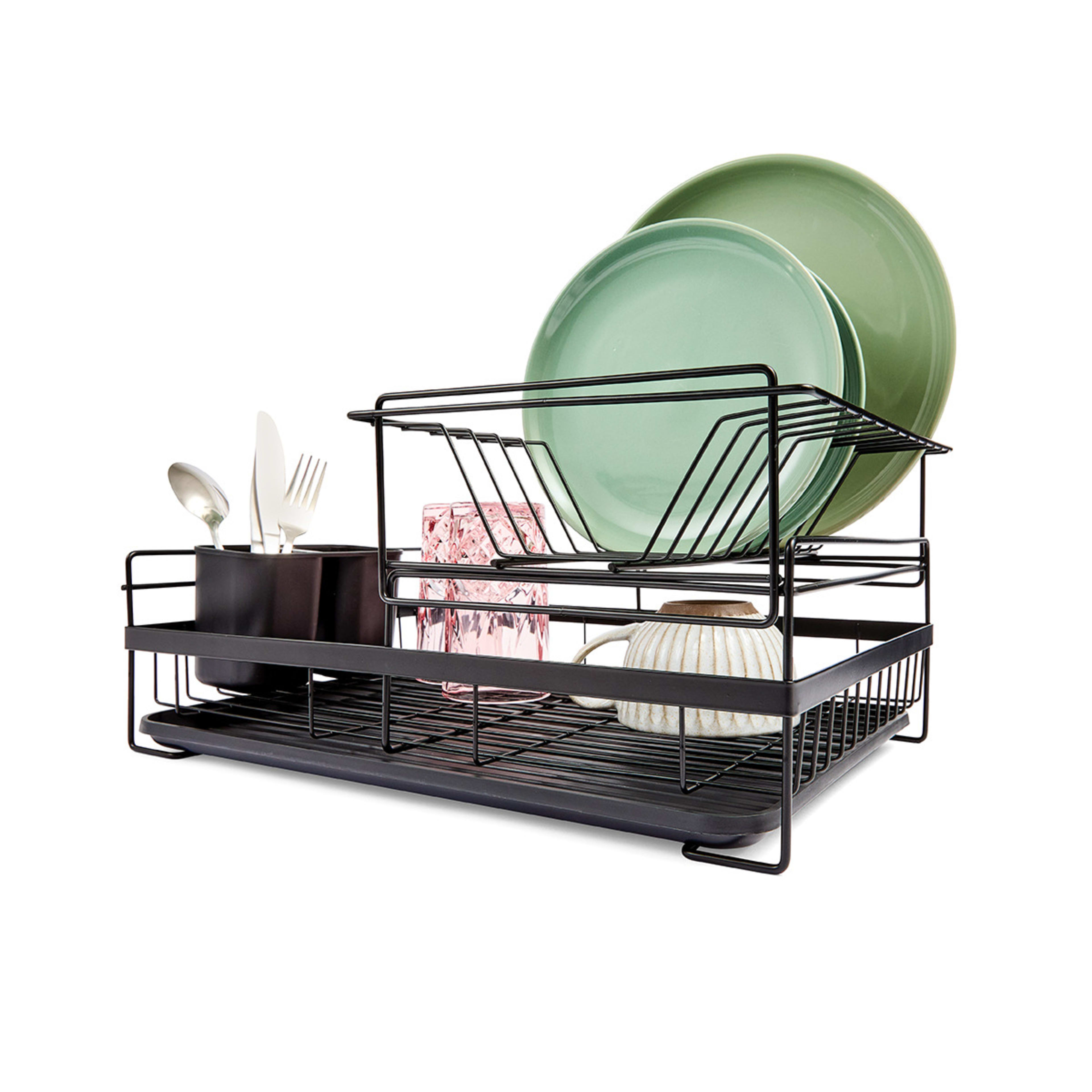1 2 Tier Dish Rack - Black