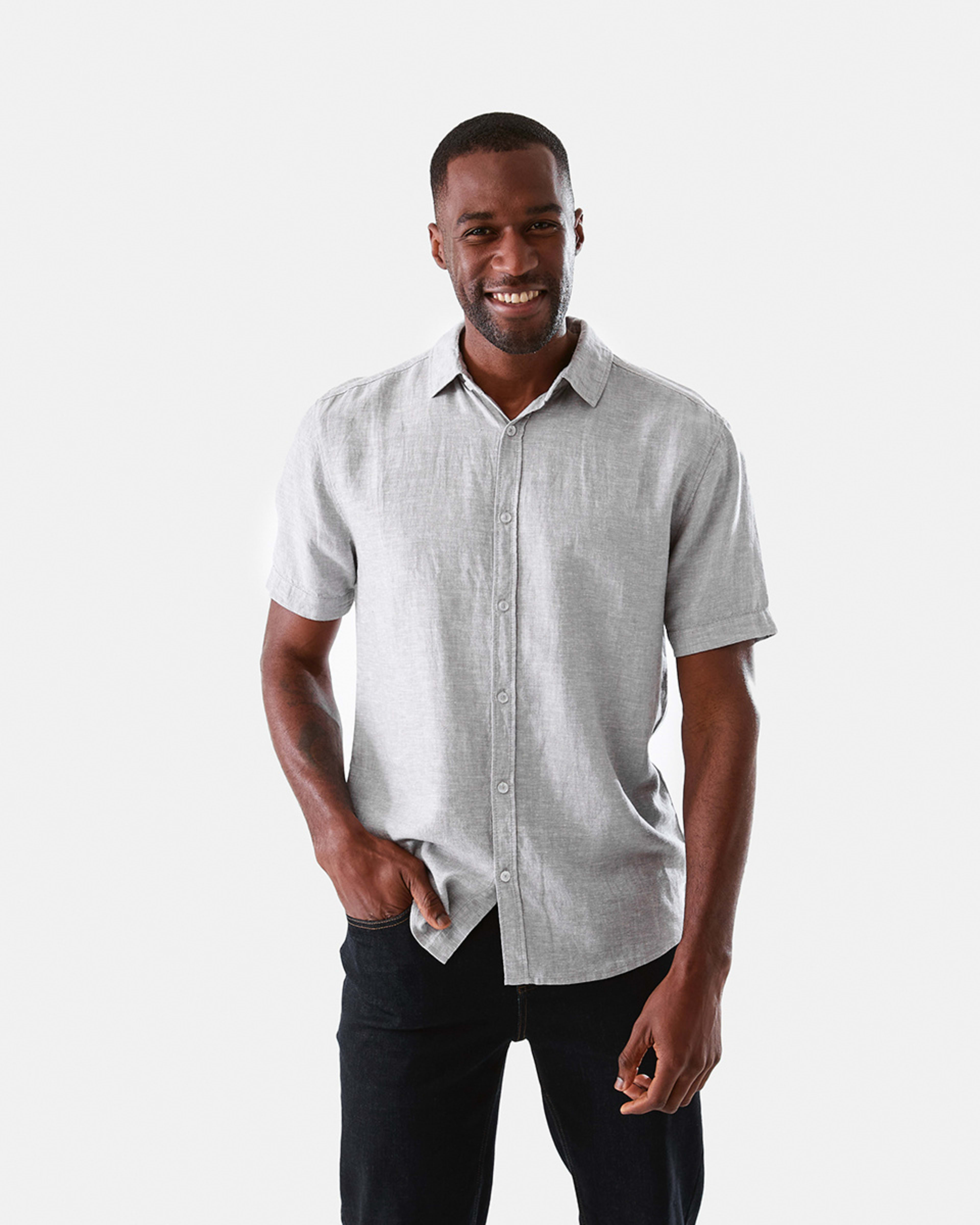 Short Sleeve Solid Linen Blend Shirt - Kmart