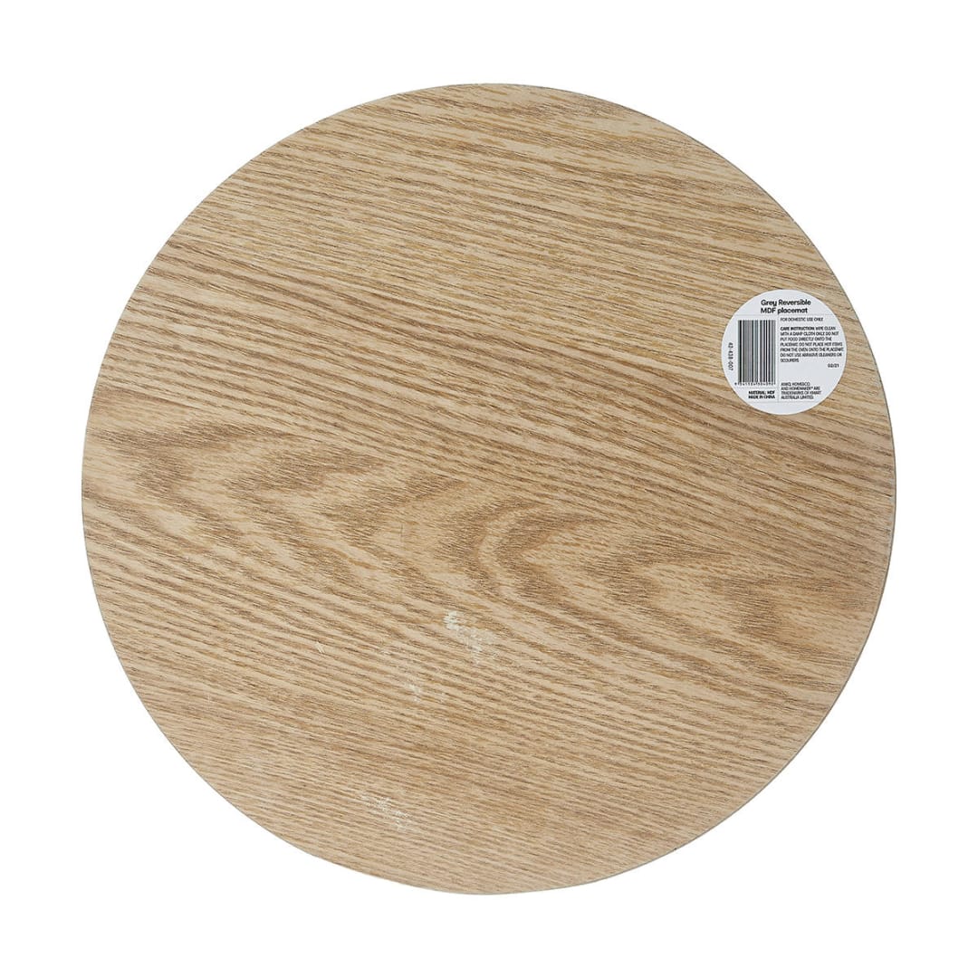 Grey & Natural Look Reversible Round Placemat Kmart