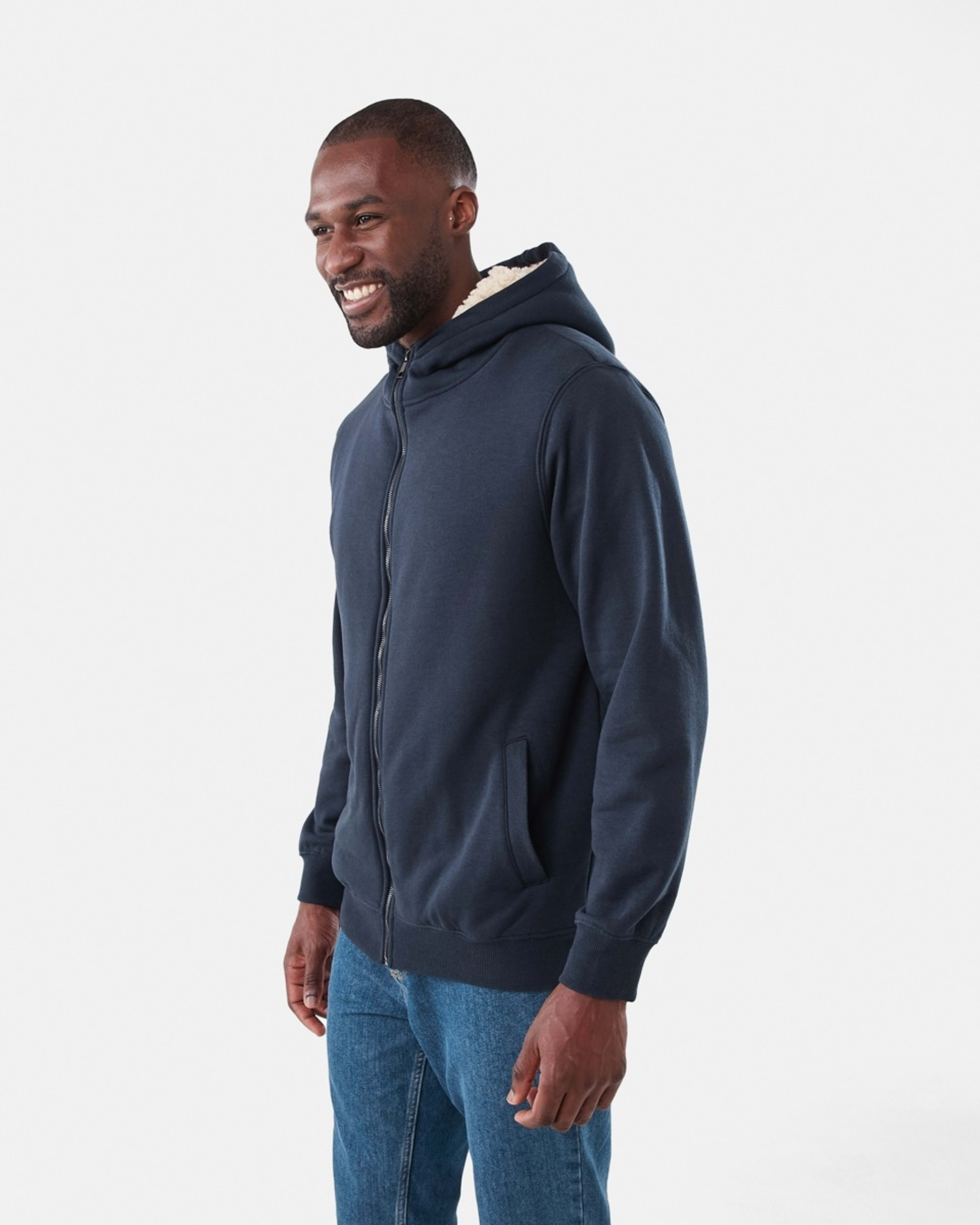 3 Sherpa Lined Zip Through Hoodie Nvy Sphire, 3 of 7