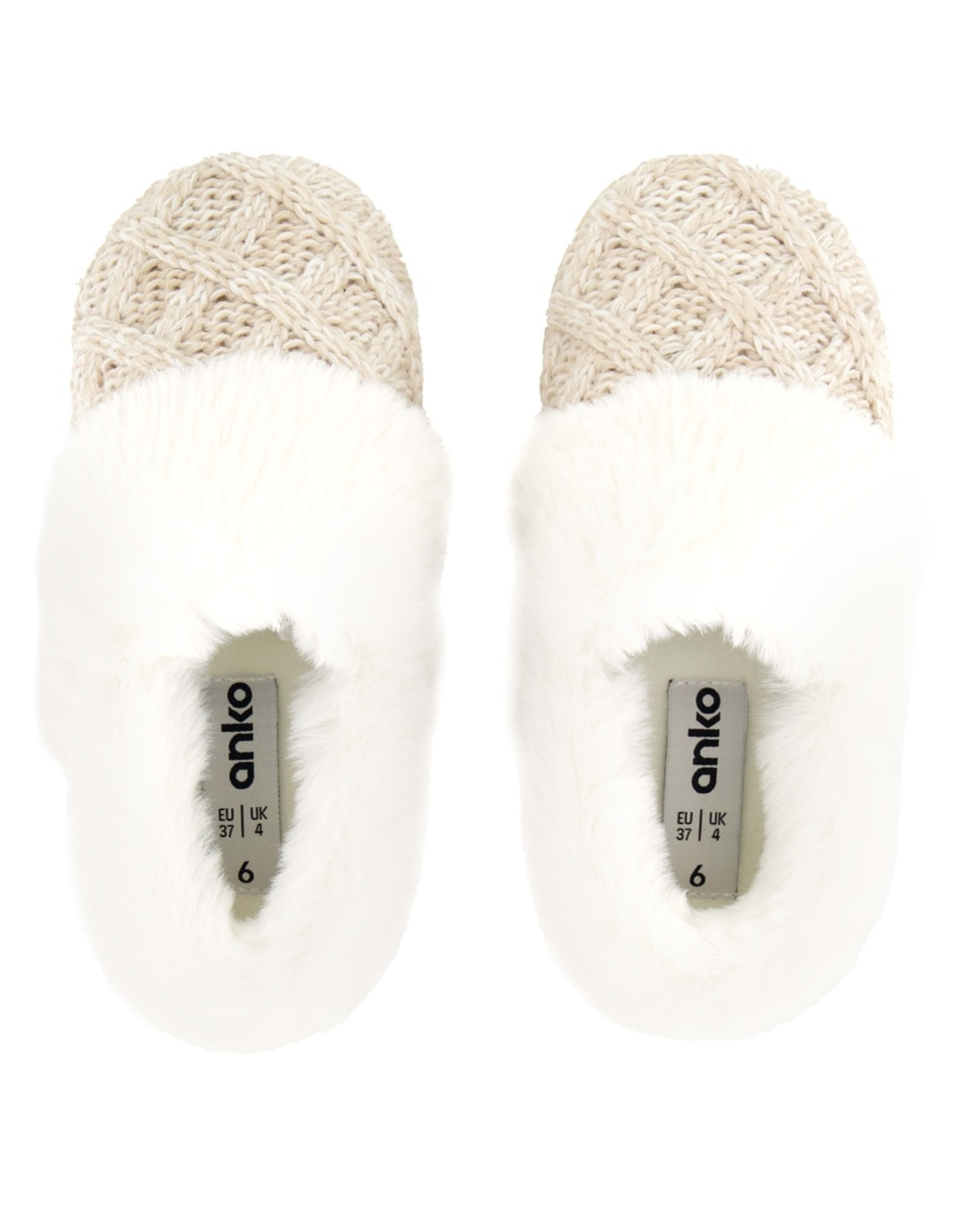 2 Elevated Midi Faux Fur Slippers Oatmeal, 2 of 3