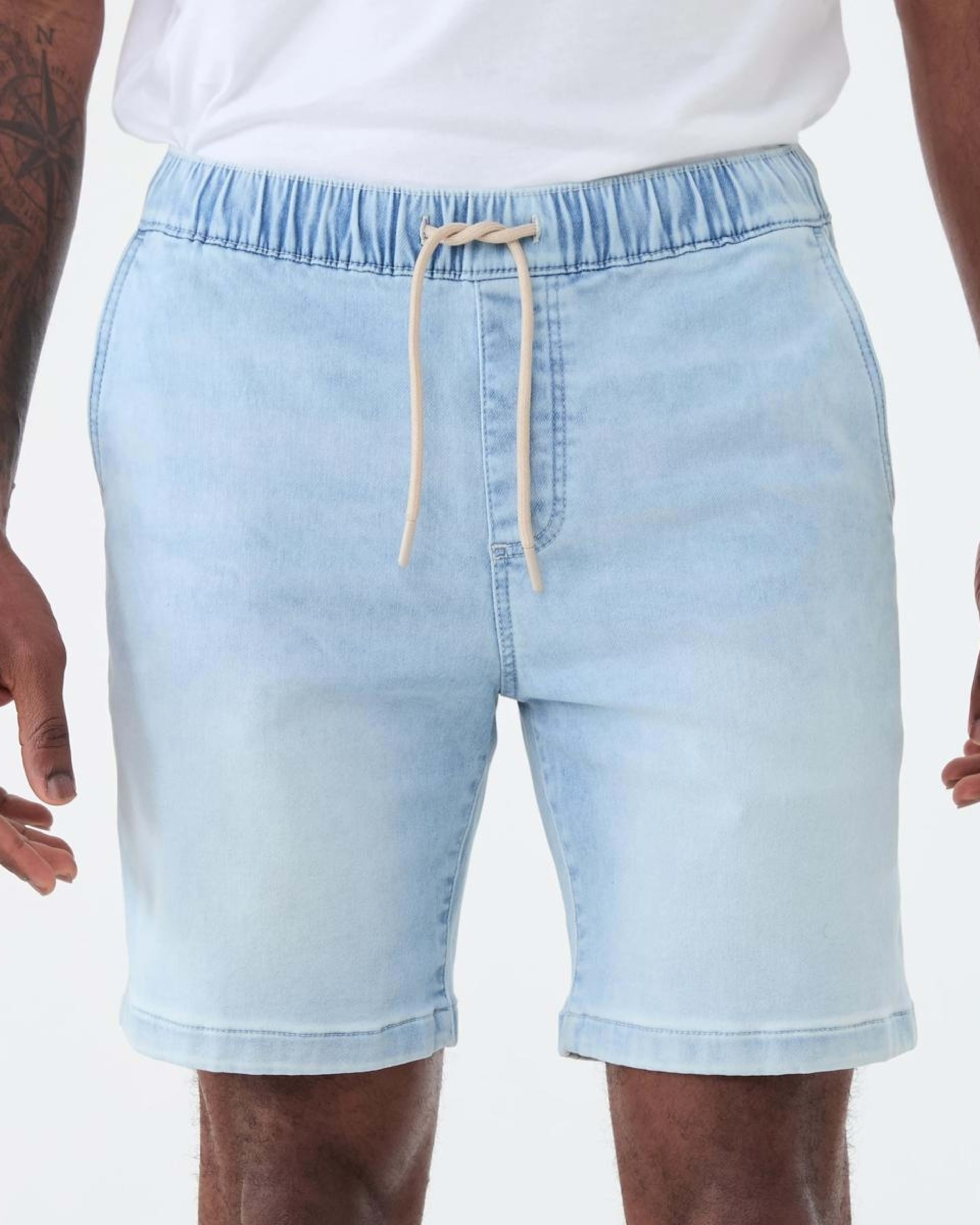1 Denim Jogger Shorts Bleach Blu