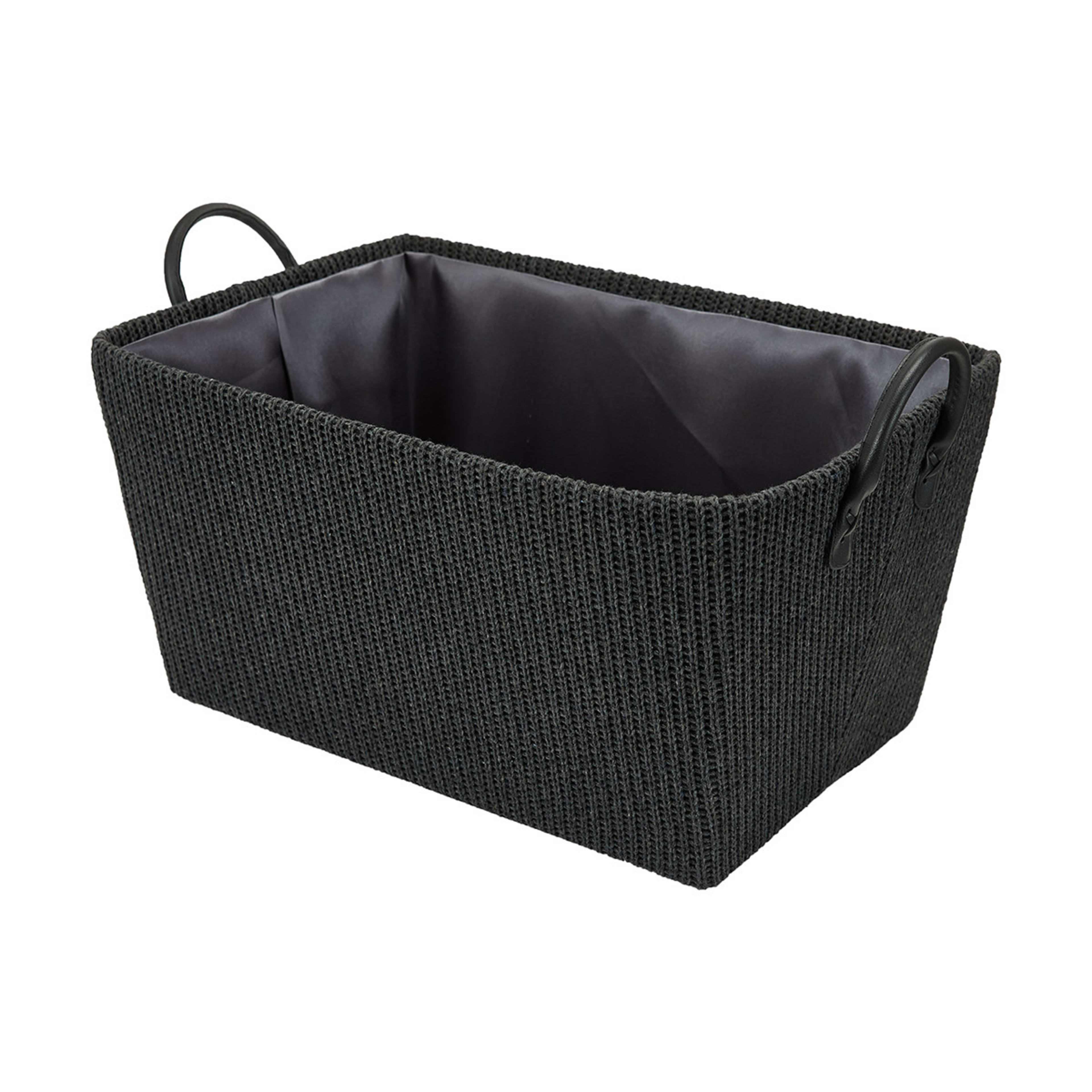 Rectangle Knitted Basket with Handles Charcoal Kmart