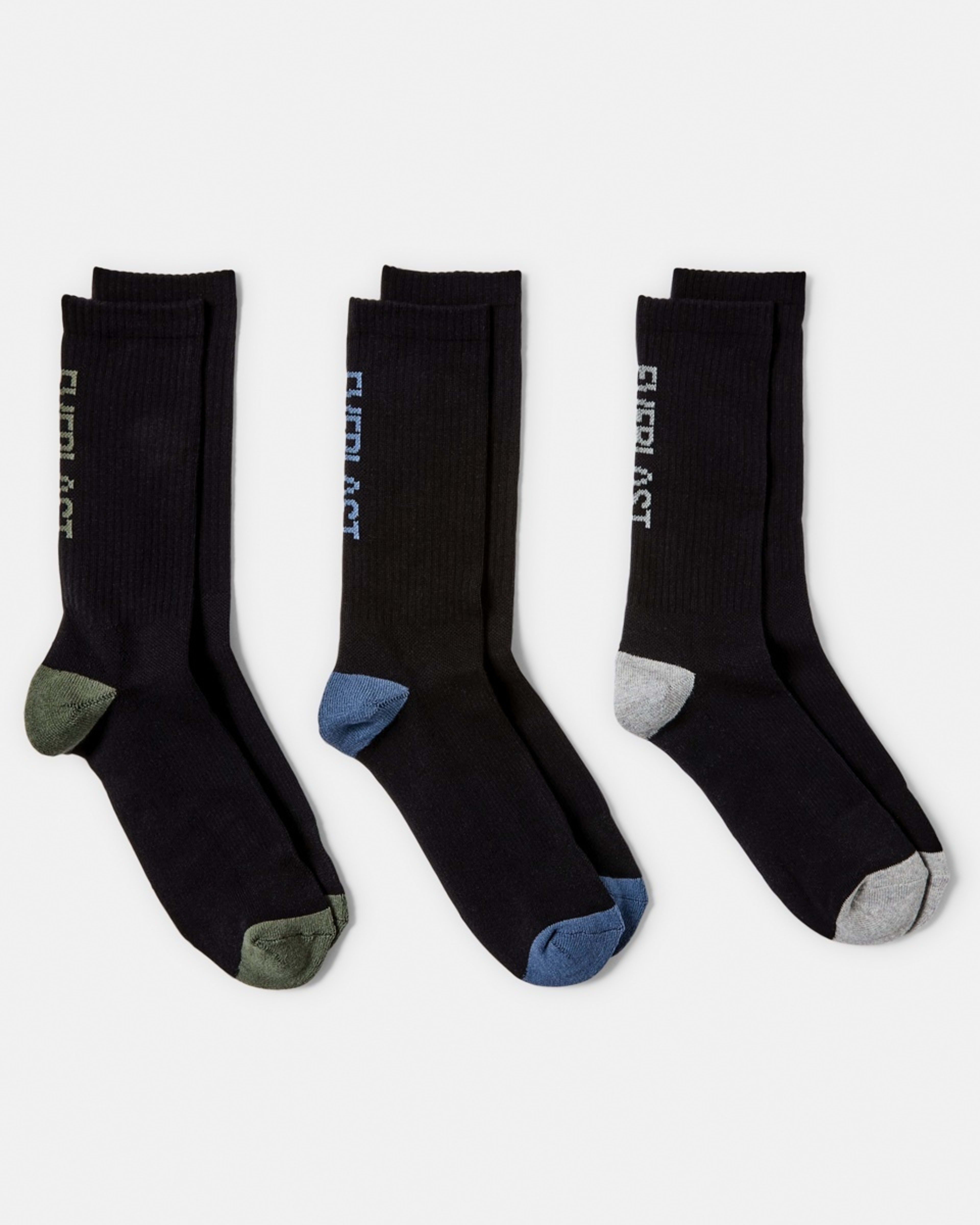 1 3 Pack Everlast Mens Crew Socks Blk Crewpk