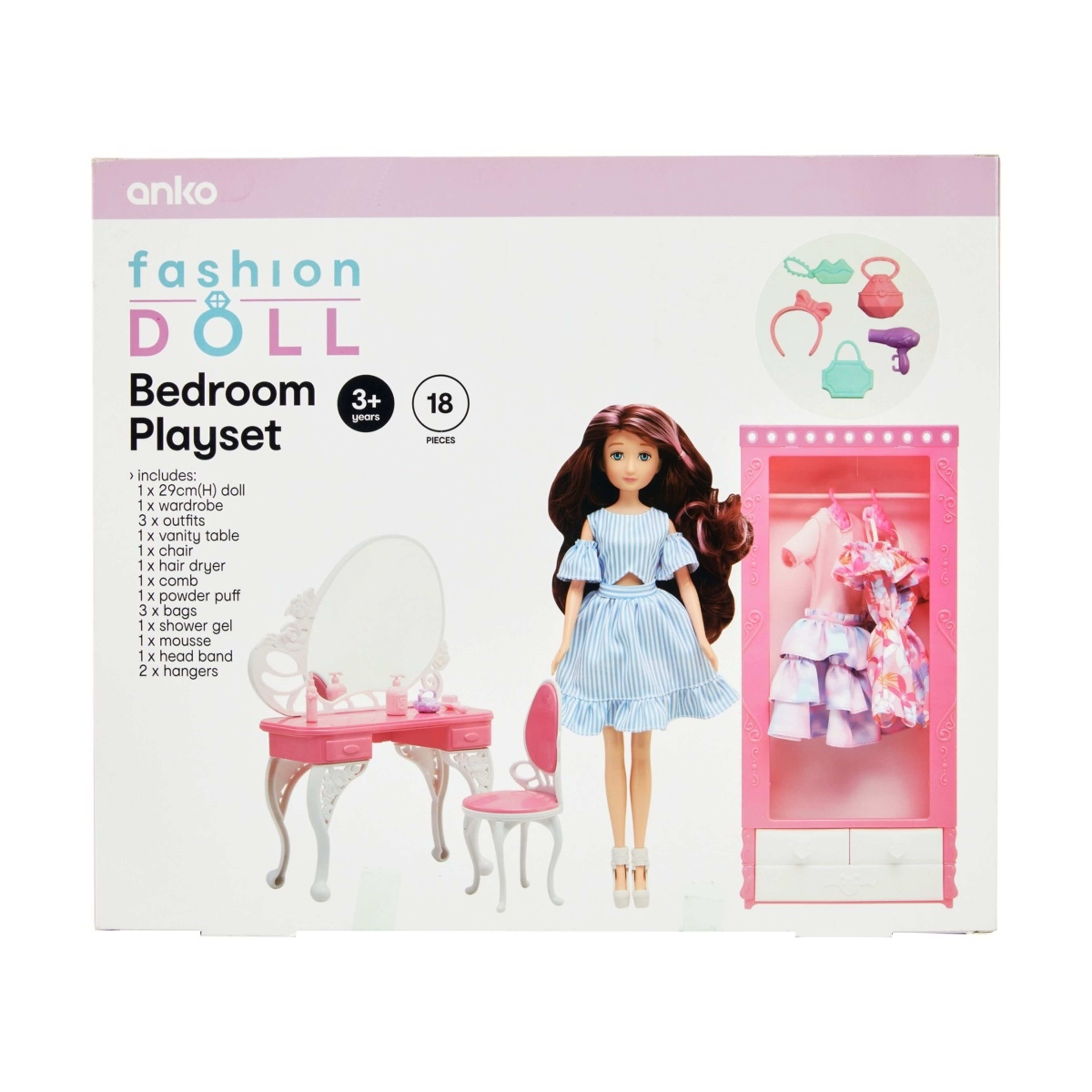 9 18 Piece Fashion Doll Bedroom Playset, 9 of 9