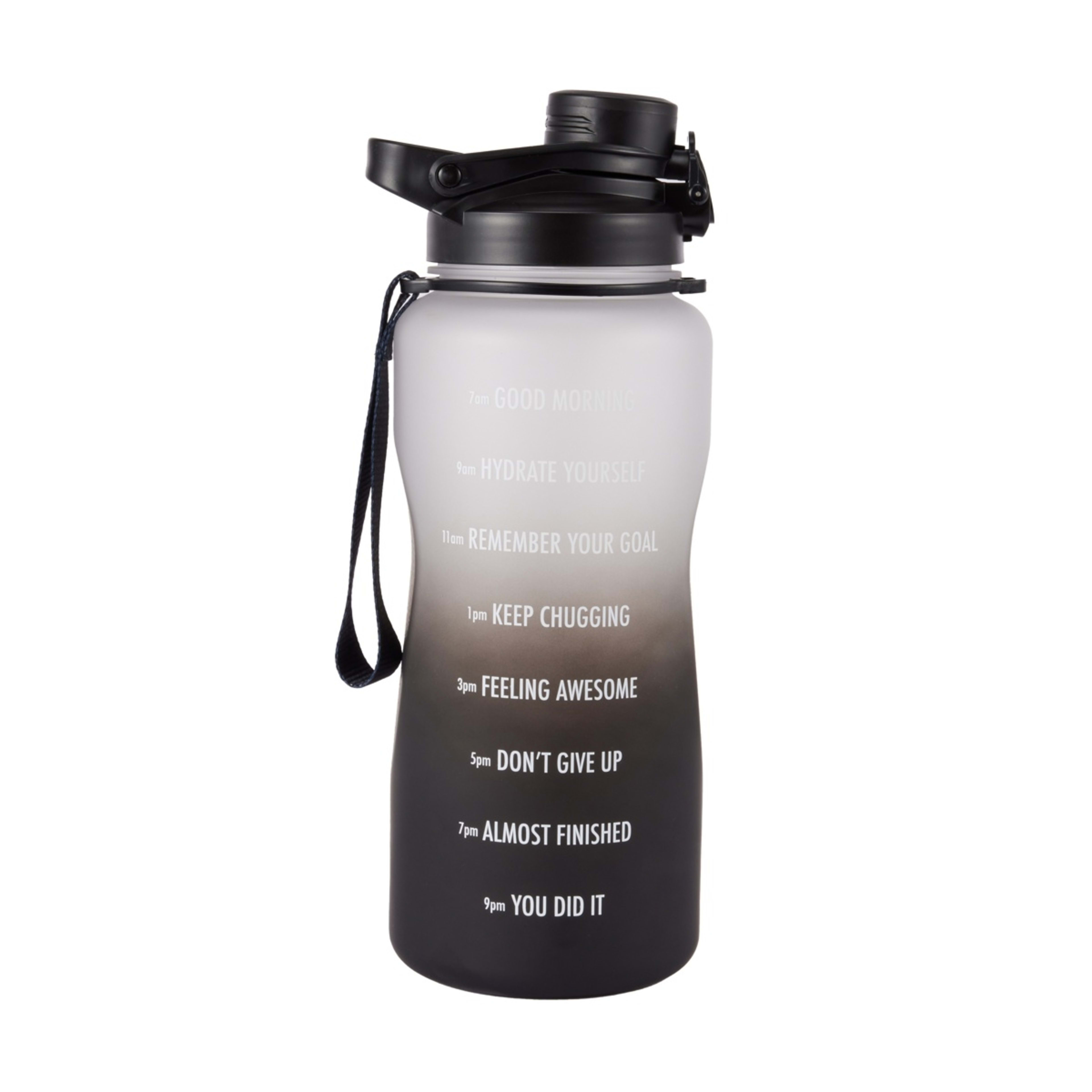 1 2.1L Black Ombre Daily Intake Flip Lid Drink Bottle, 1 of 9