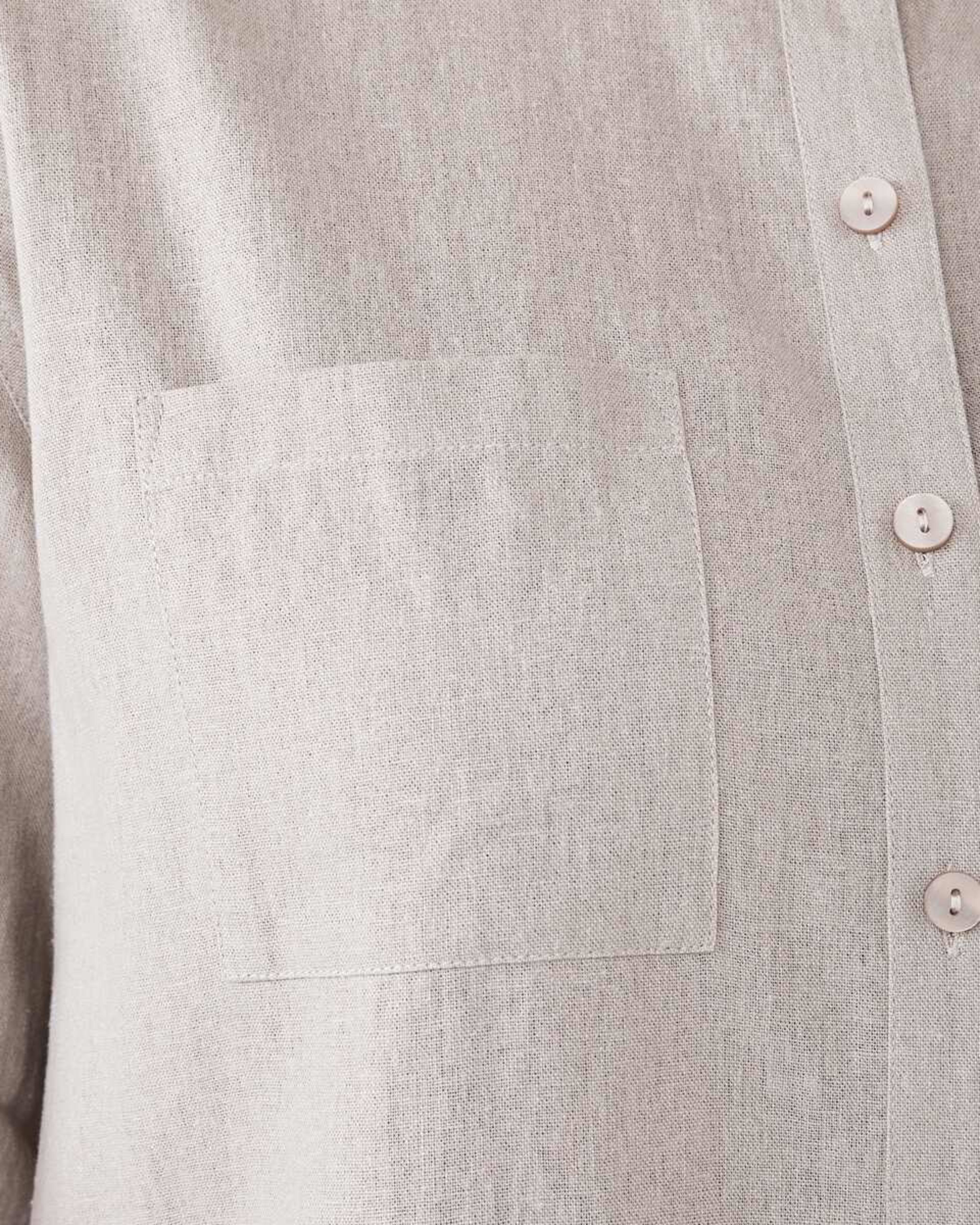 6 Long Sleeve Linen Blend Shirt Grey Taupe, 6 of 7