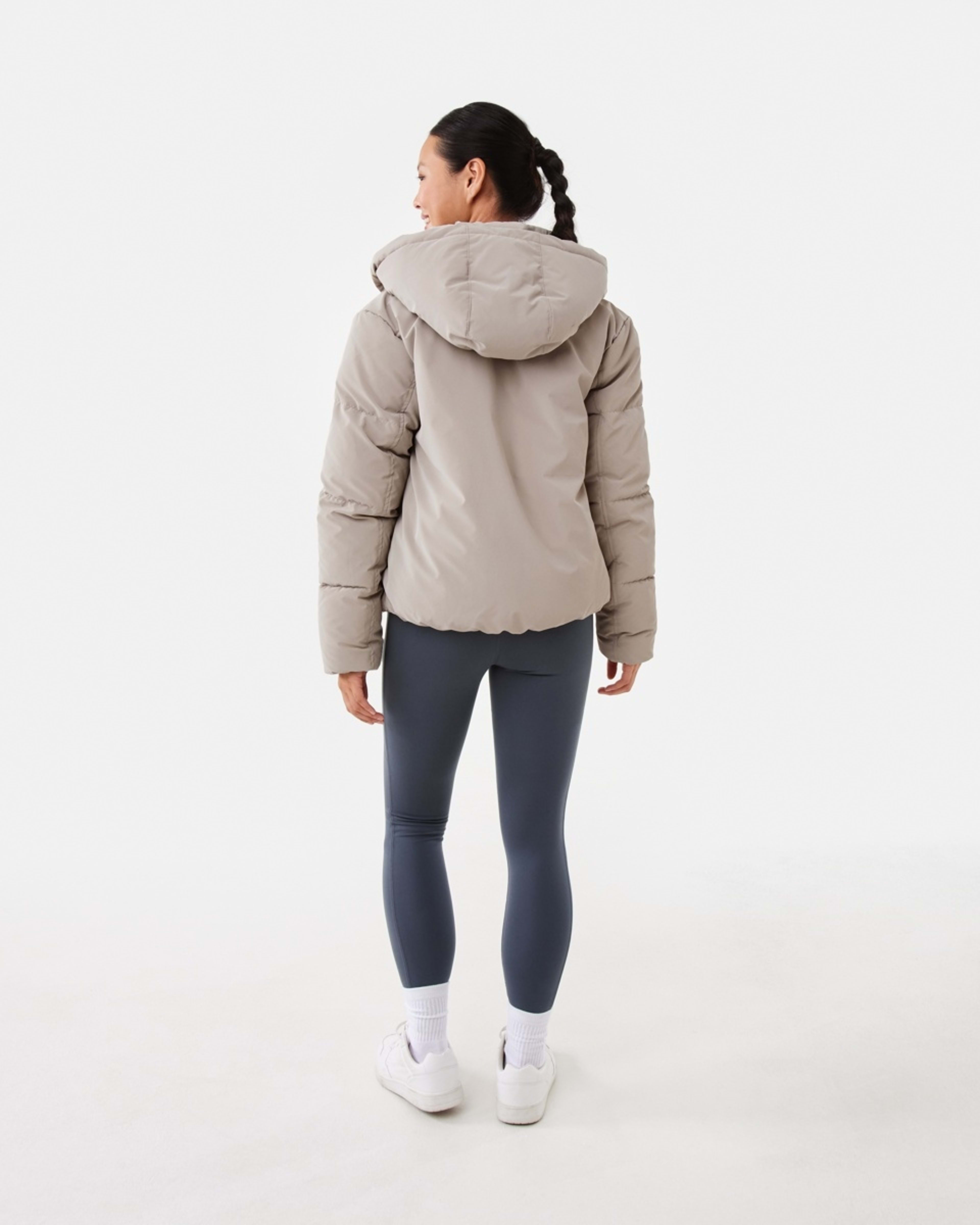 4 Active Womens Mid Length Puffer Jacket Porp Gry, 4 of 8