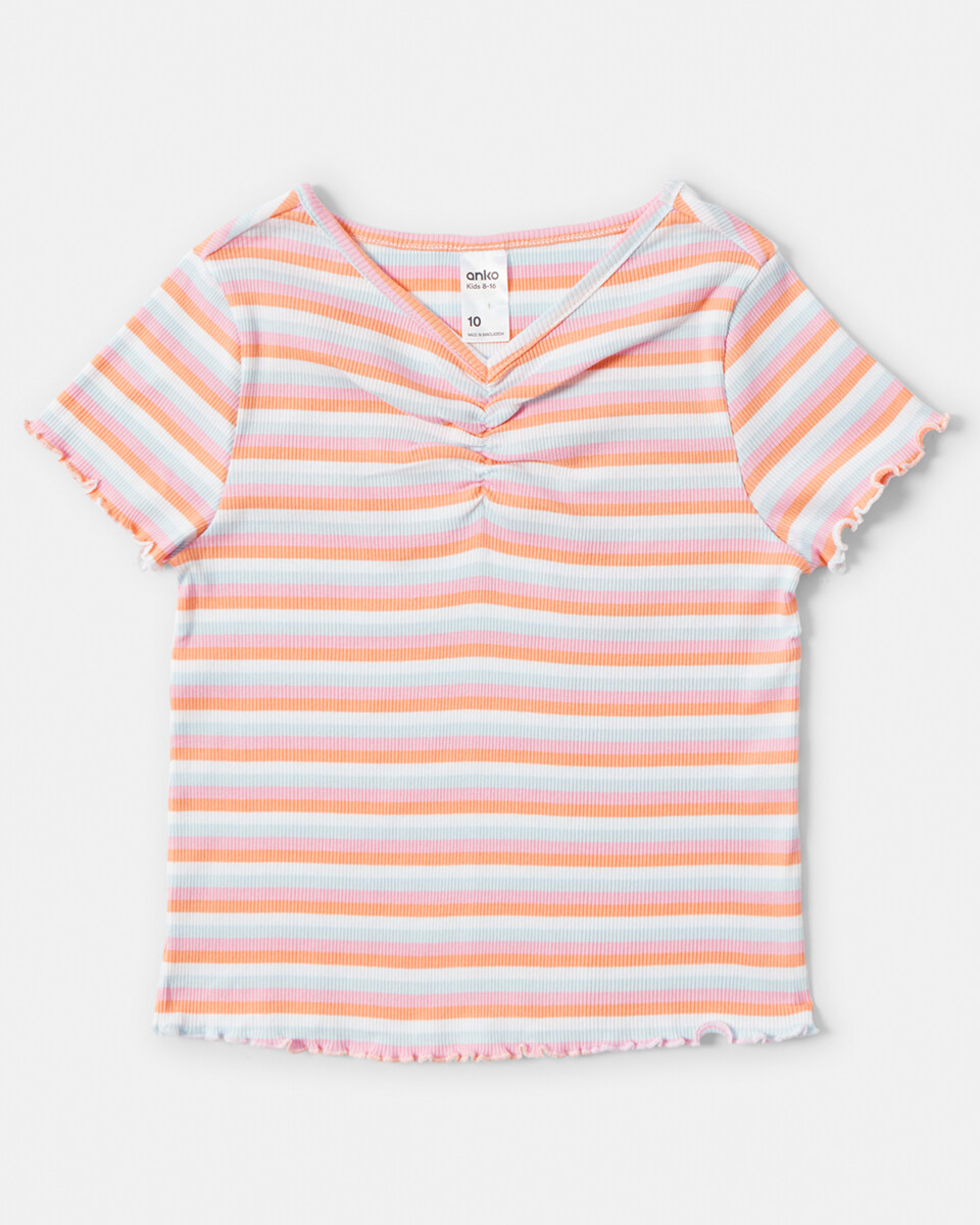 9 Ruched V-Neck Top Strpe Mlti, 9 of 10