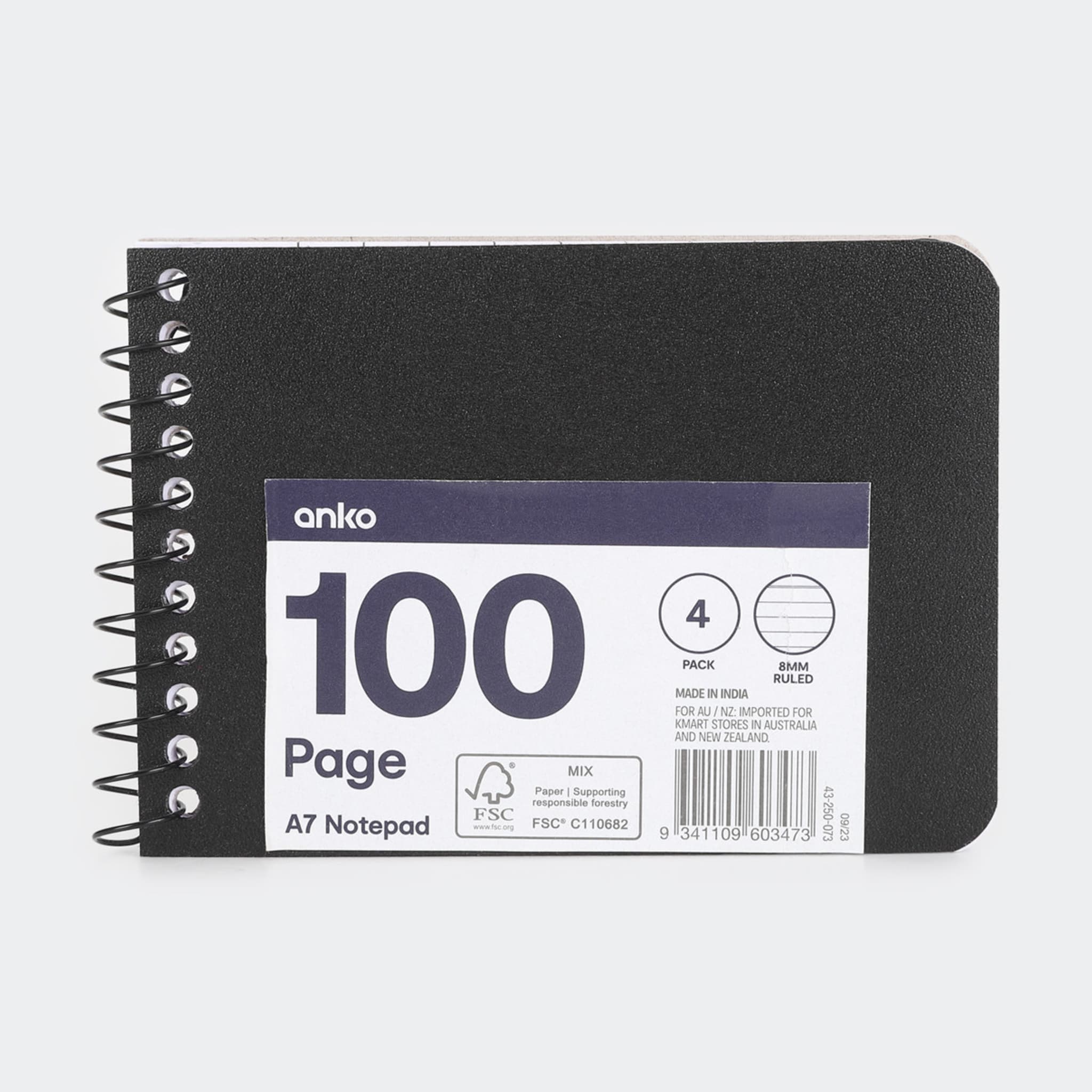 4 Pack A7 Notepad Black Kmart