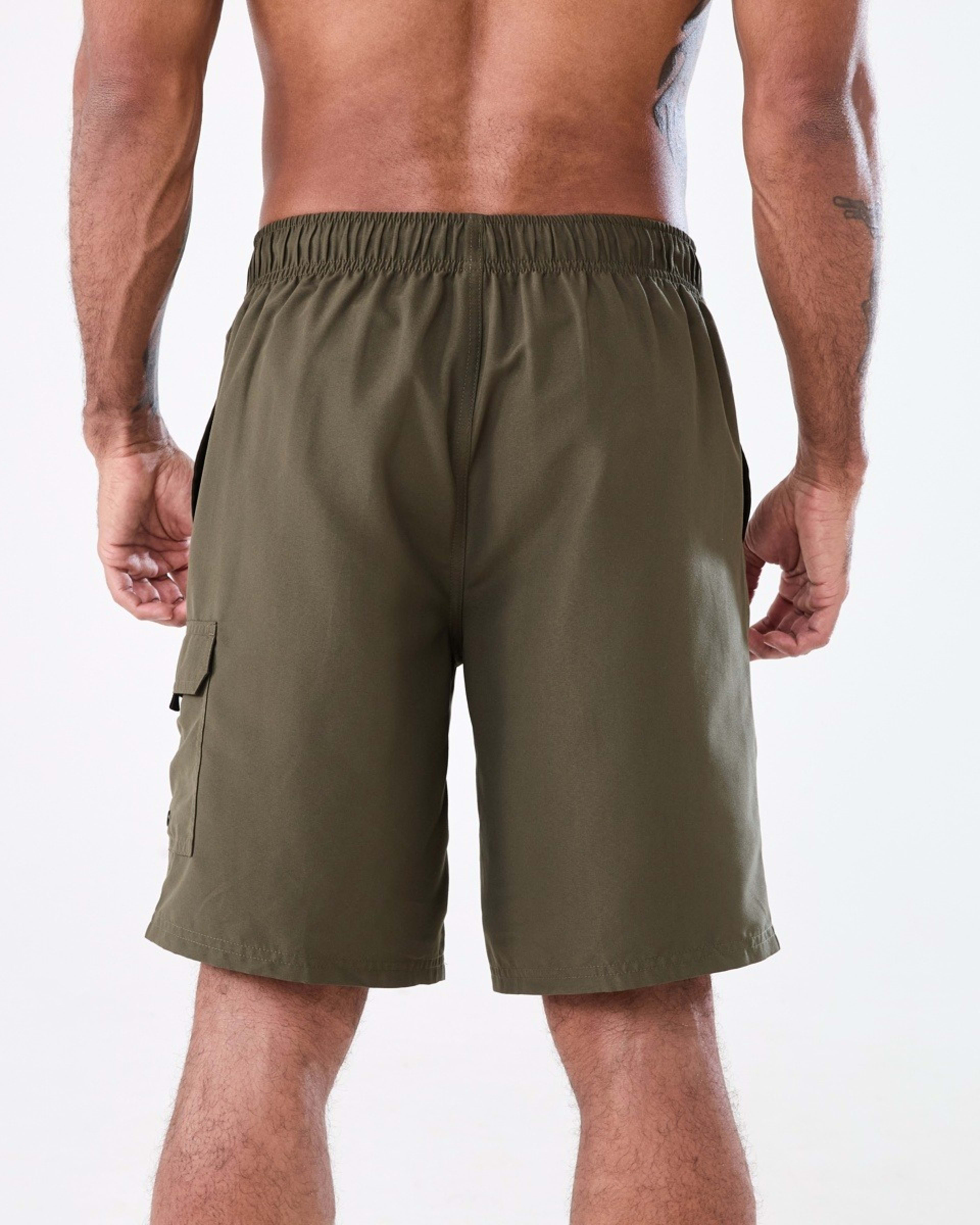 3 Elastic Waist Regular Cargo Boardshorts TUSSOCK GREEN, 3 of 7