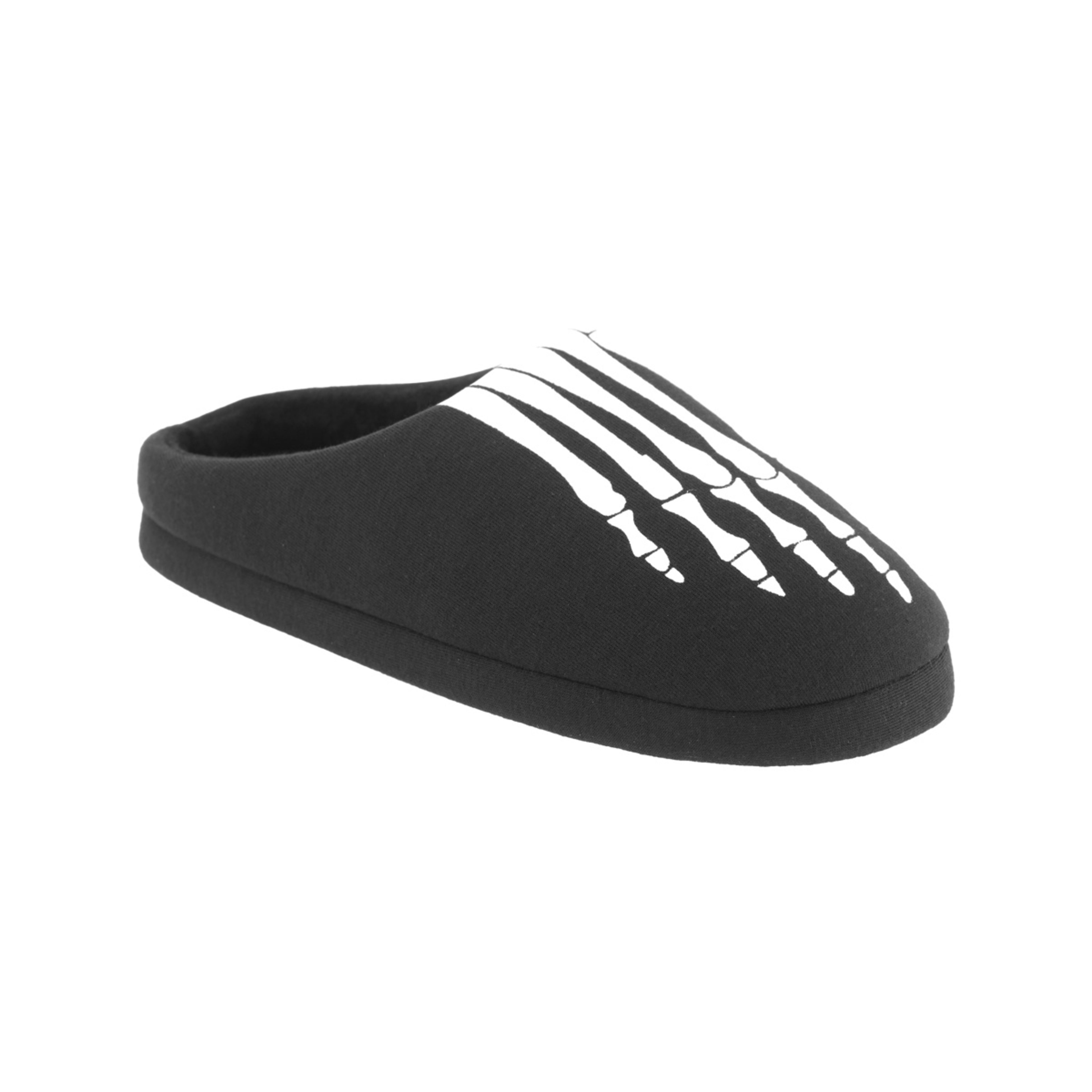1 Senior Print Slippers Skeleton Foot Black, 1 of 3