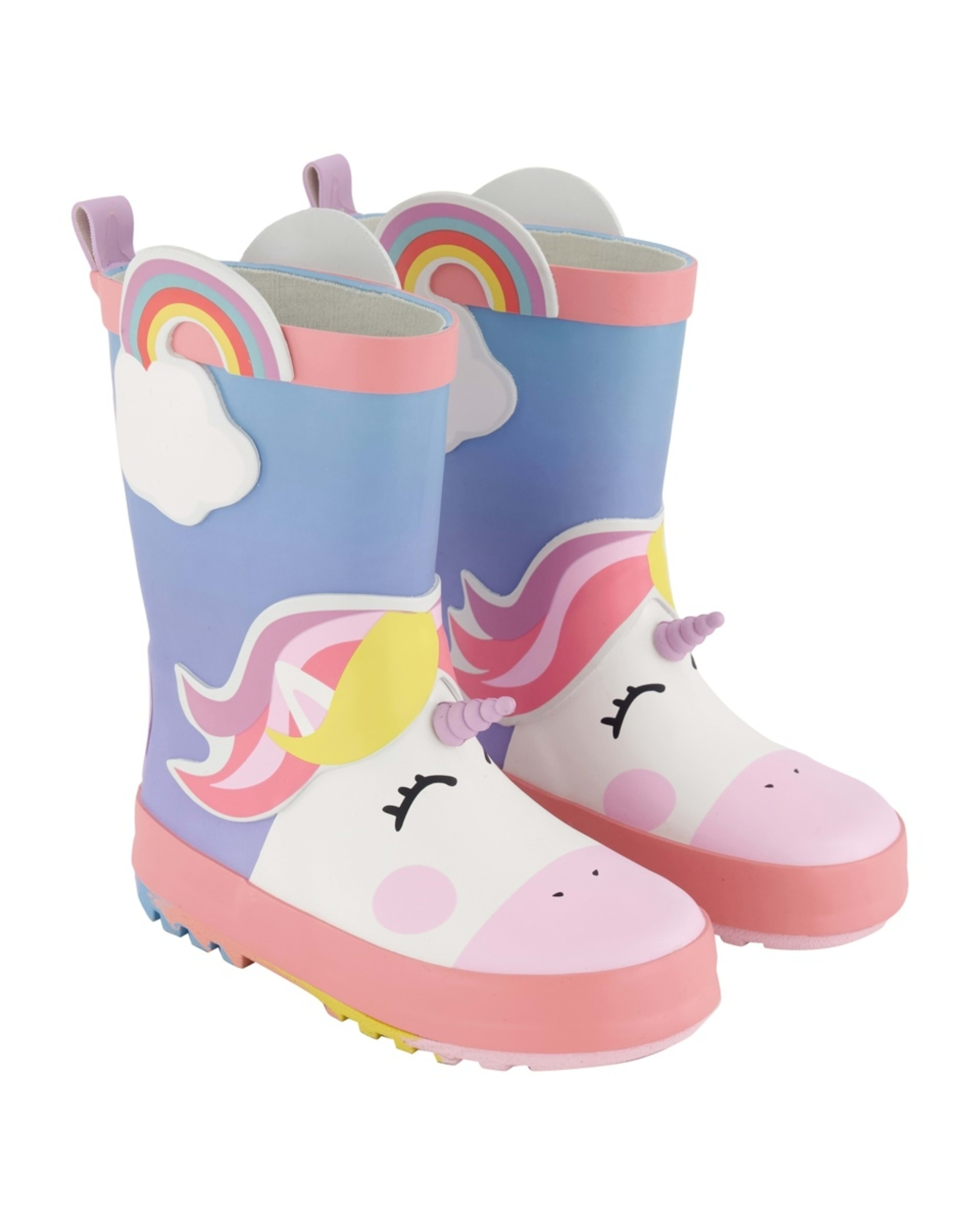 2 Junior Novelty Rainboots Unicorn Flower Field Pink Ombre, 2 of 4