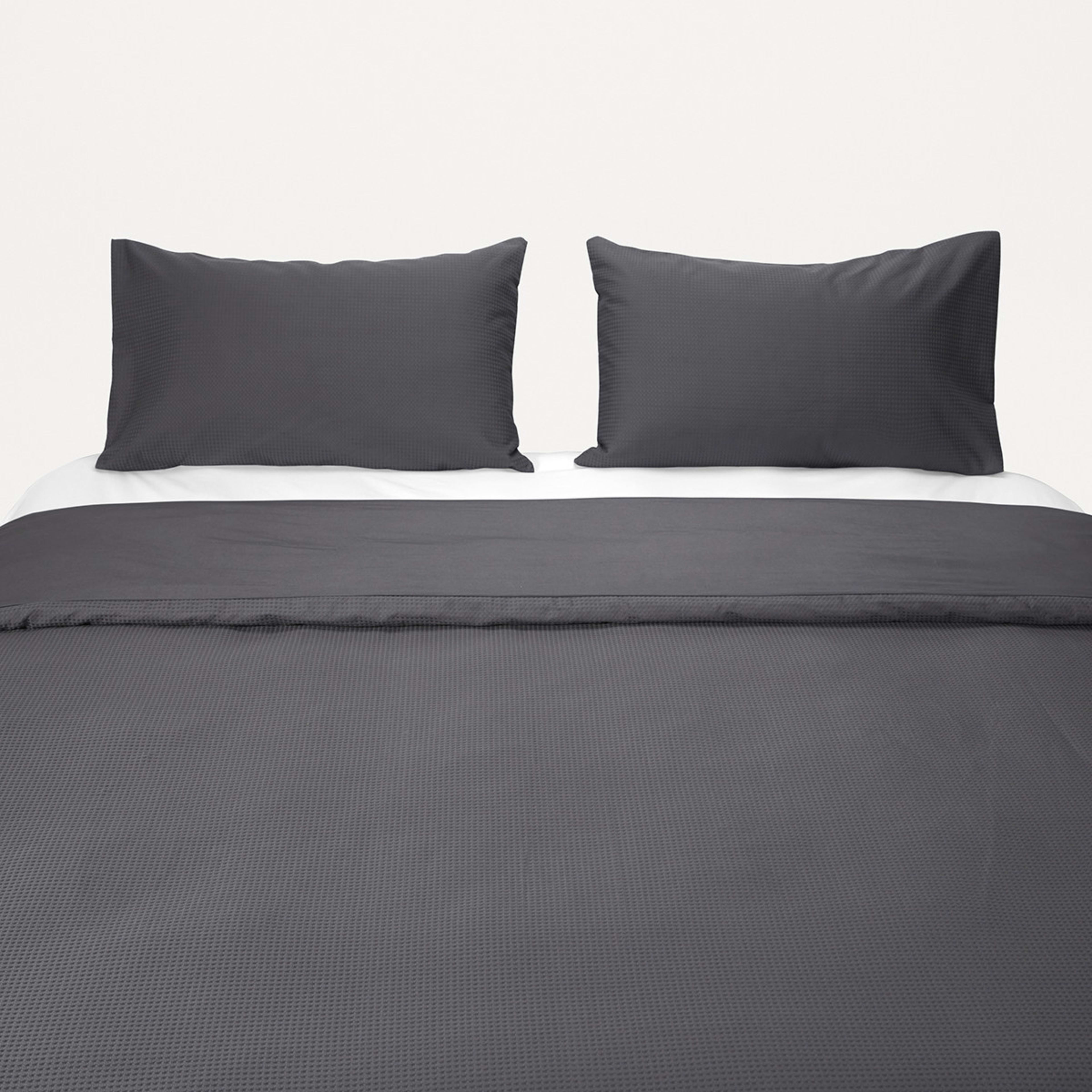 7 Waffle Cotton Quilt Cover Set - Super King, Charcoal, 7 of 10