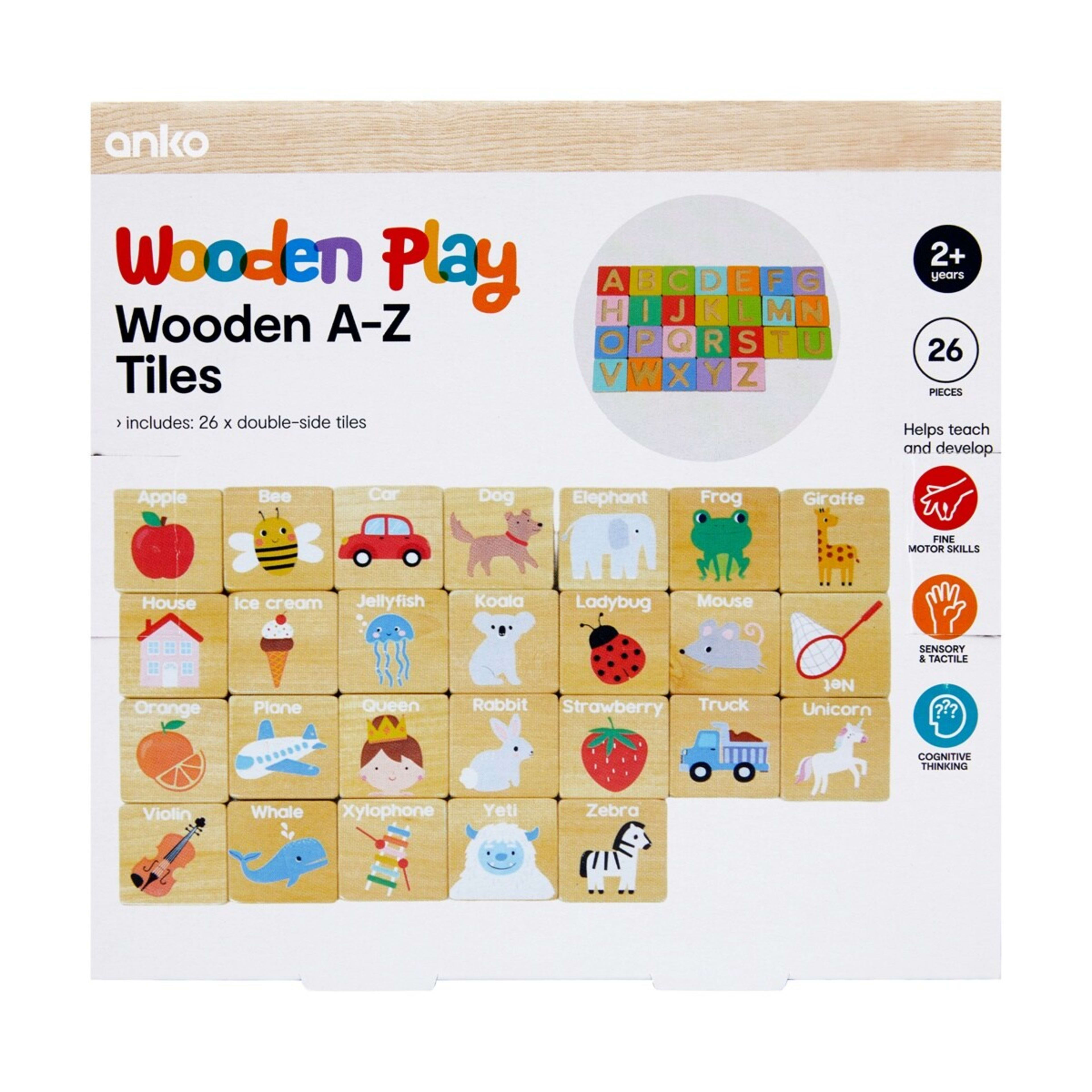 8 26 Piece Wooden A-Z Tiles Playset, 8 of 8