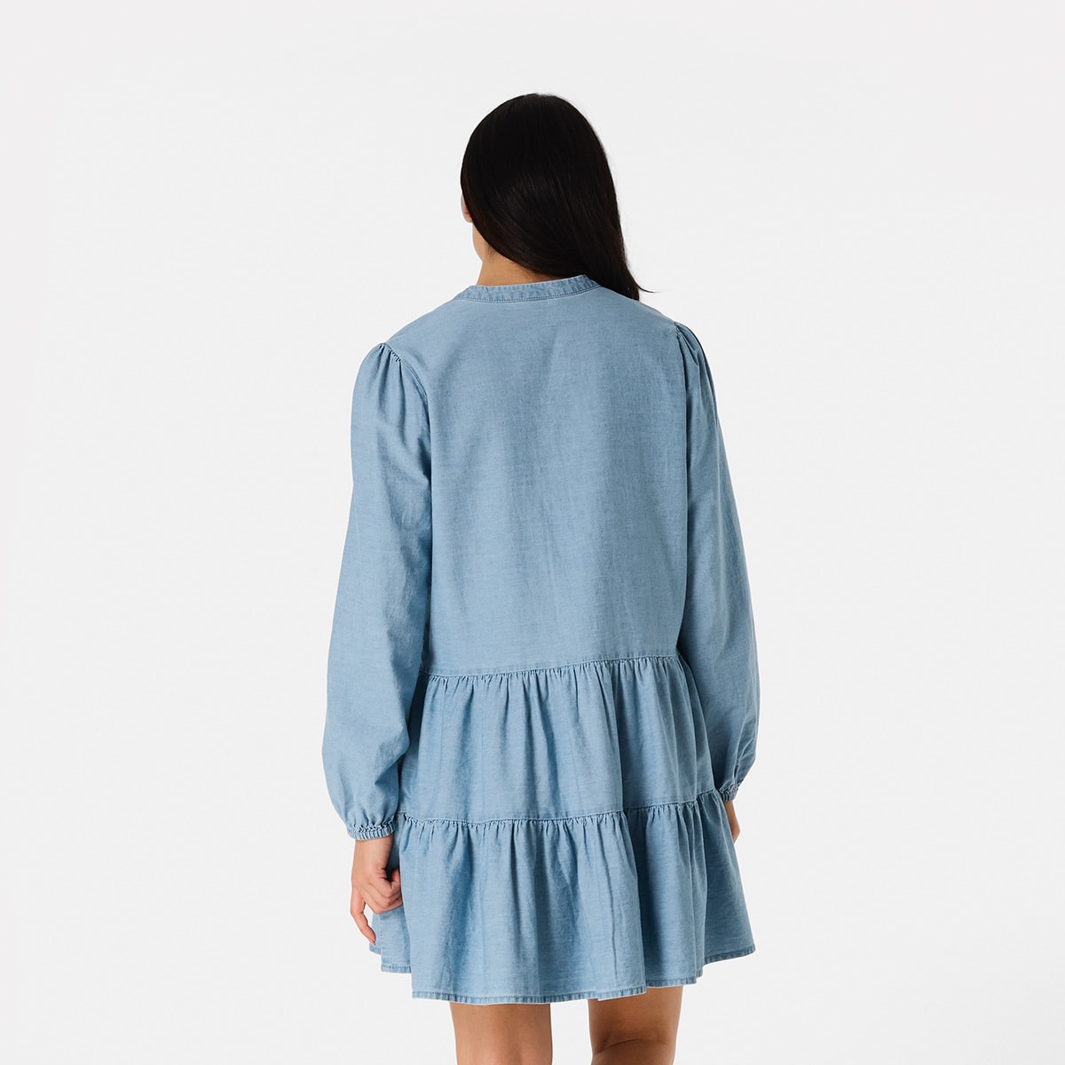 Long Sleeve Tiered Shirt Mini Dress - Kmart
