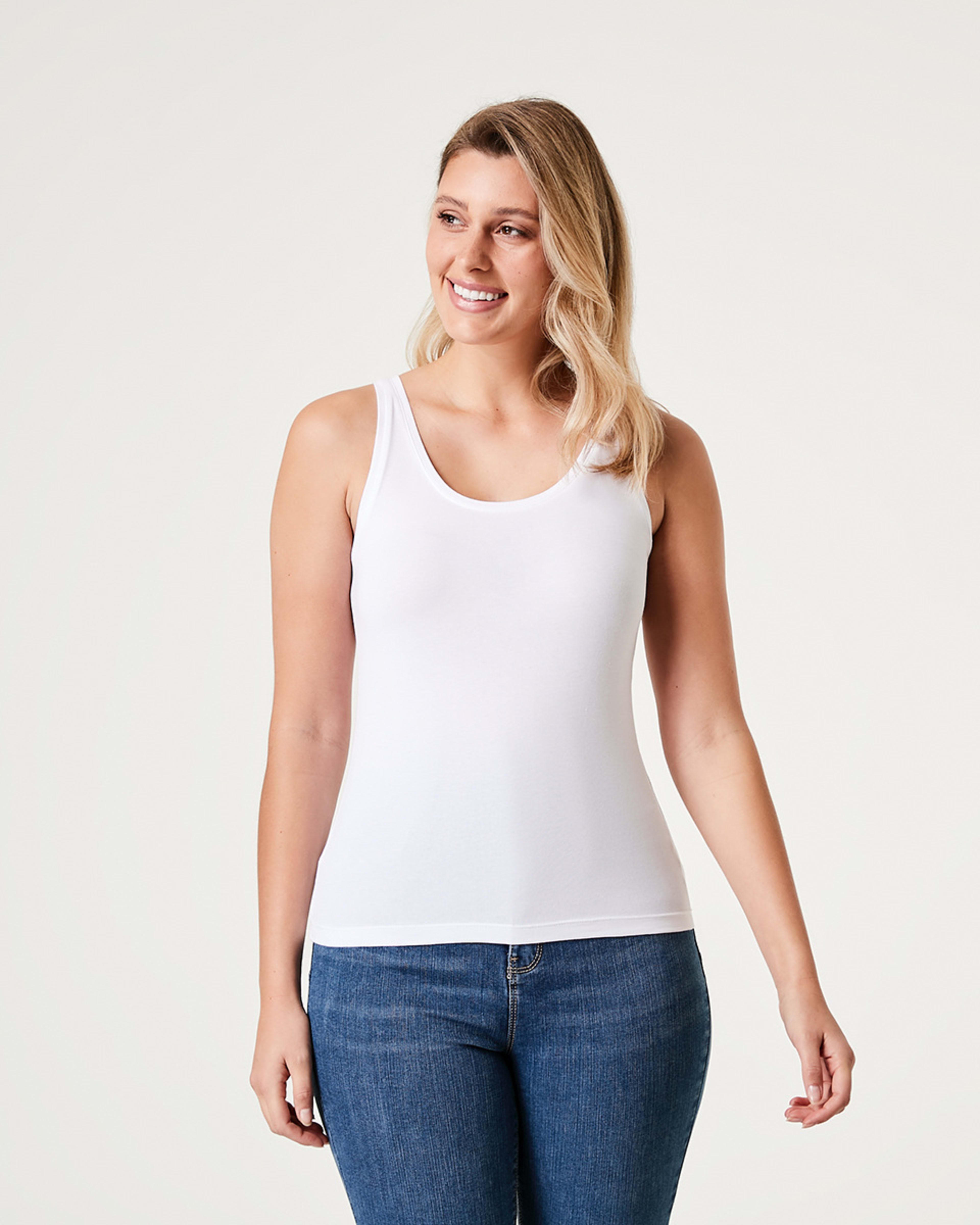 1 Sleeveless Stretch Tank White, 1 of 4