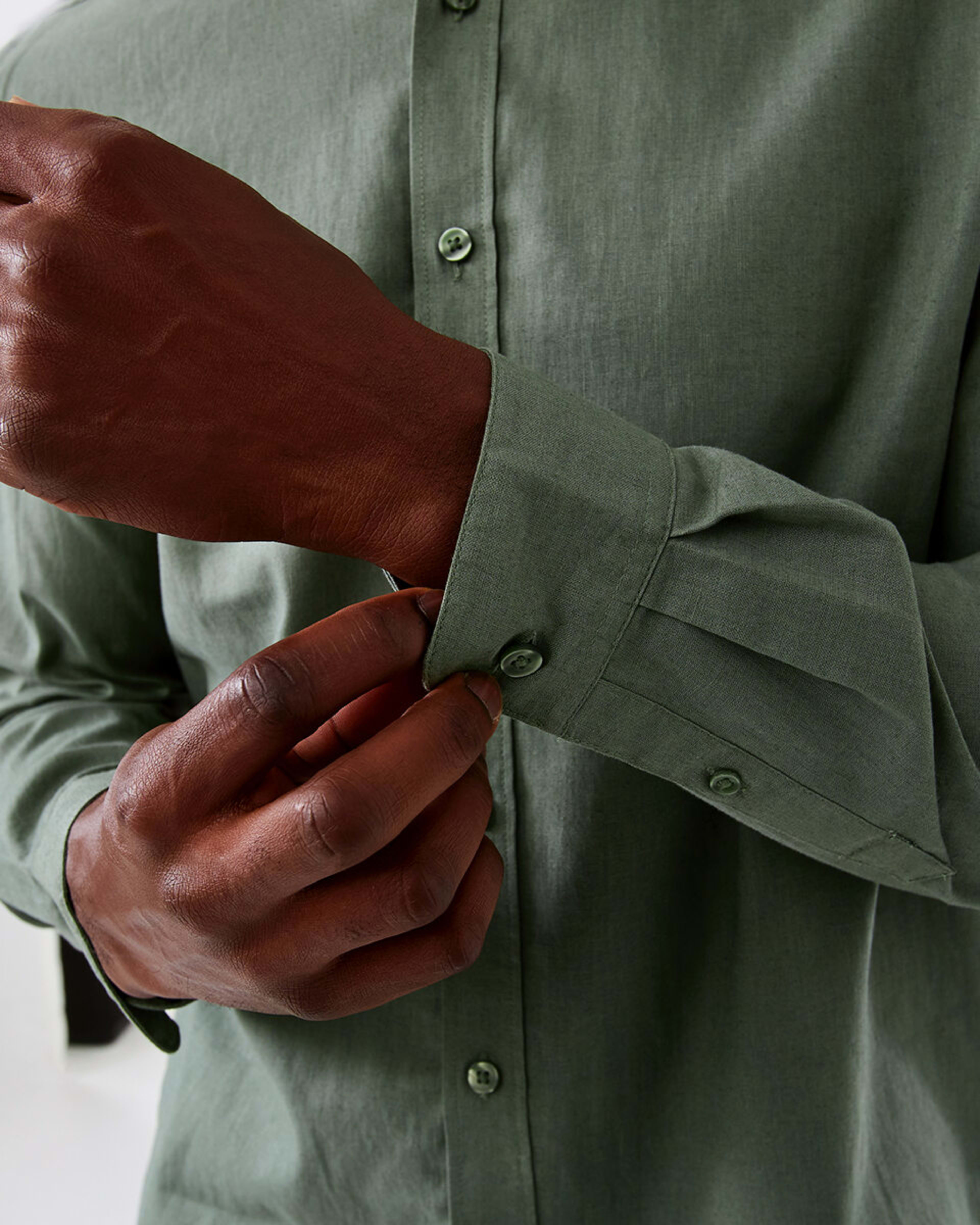 7 Long Sleeve Solid Linen Blend Shirt Grn Laurel, 7 of 8
