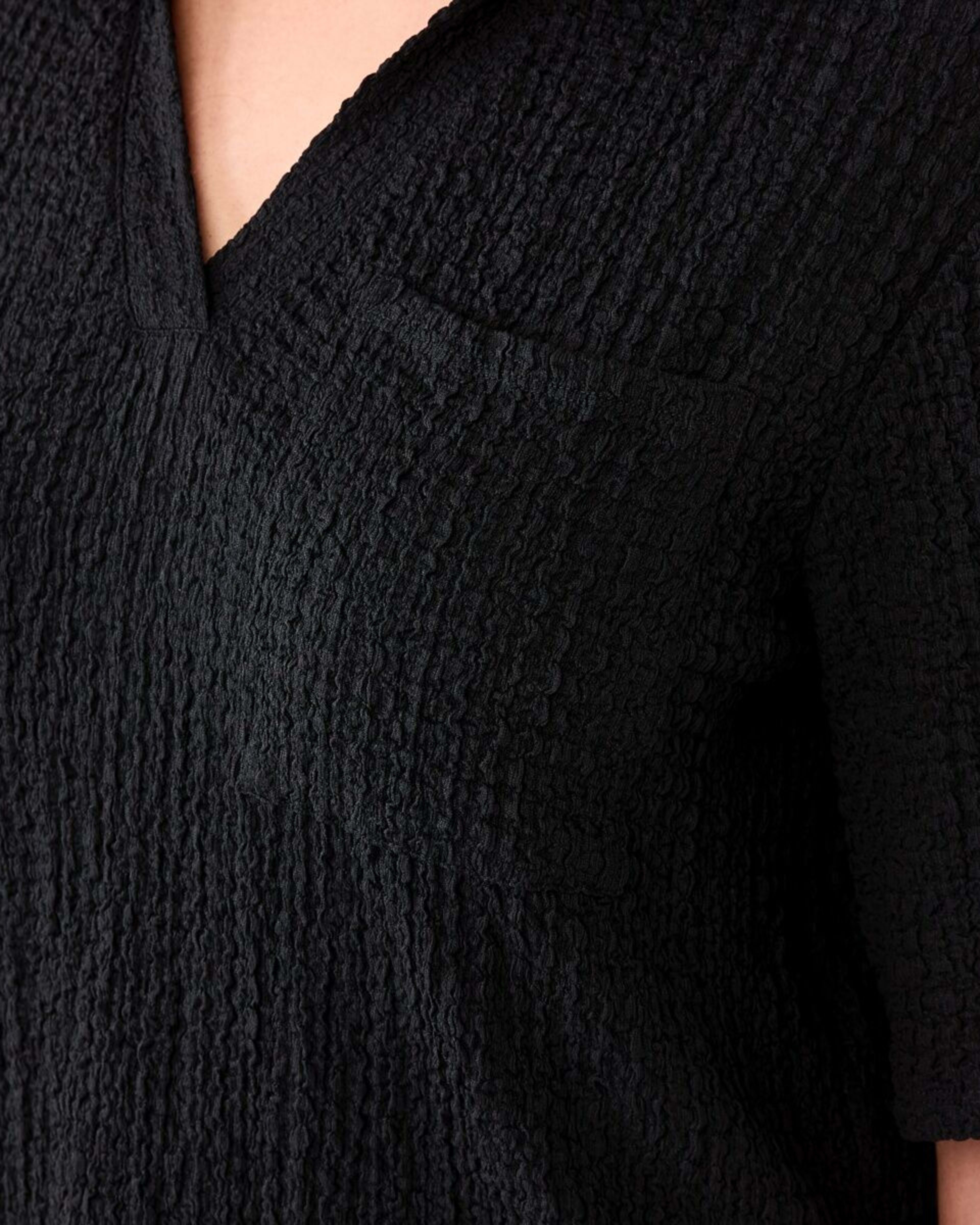 6 Short Sleeve Textured Polo Top BLACK, 6 of 6