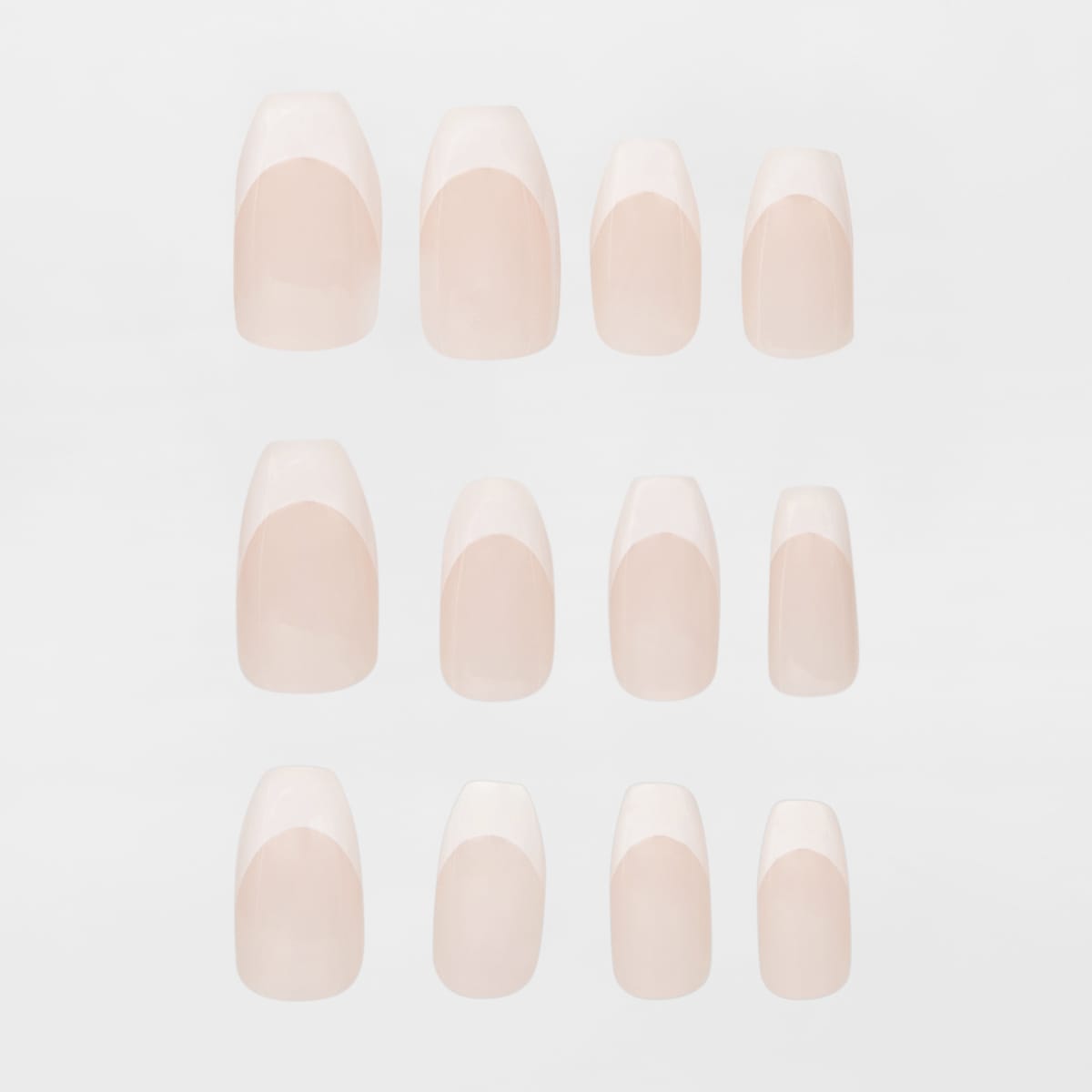 OXX Cosmetics 24 Pack False Nails with Adhesive Coffin Shape, French