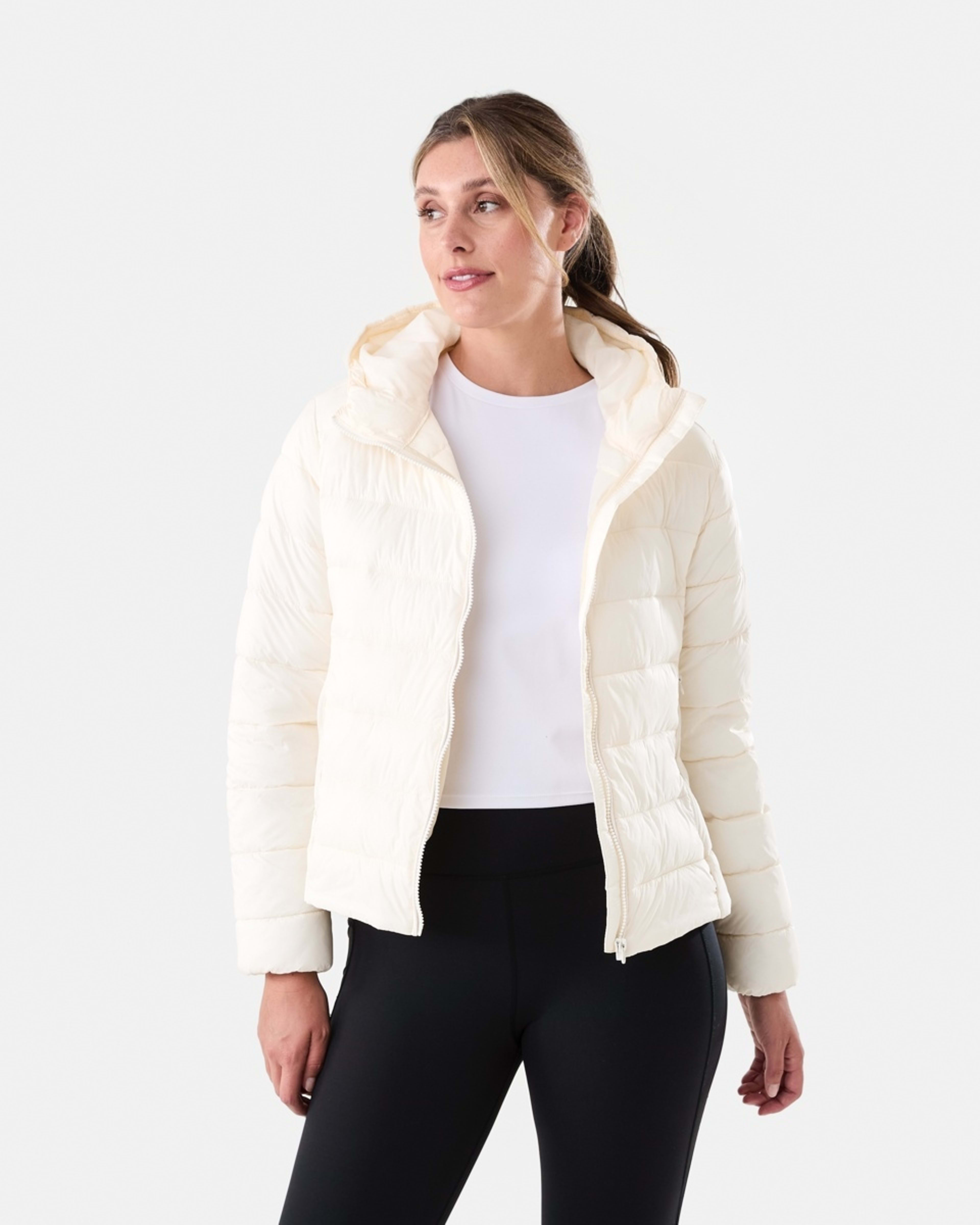 1 Active Womens Packable Puffer Jacket Ecru