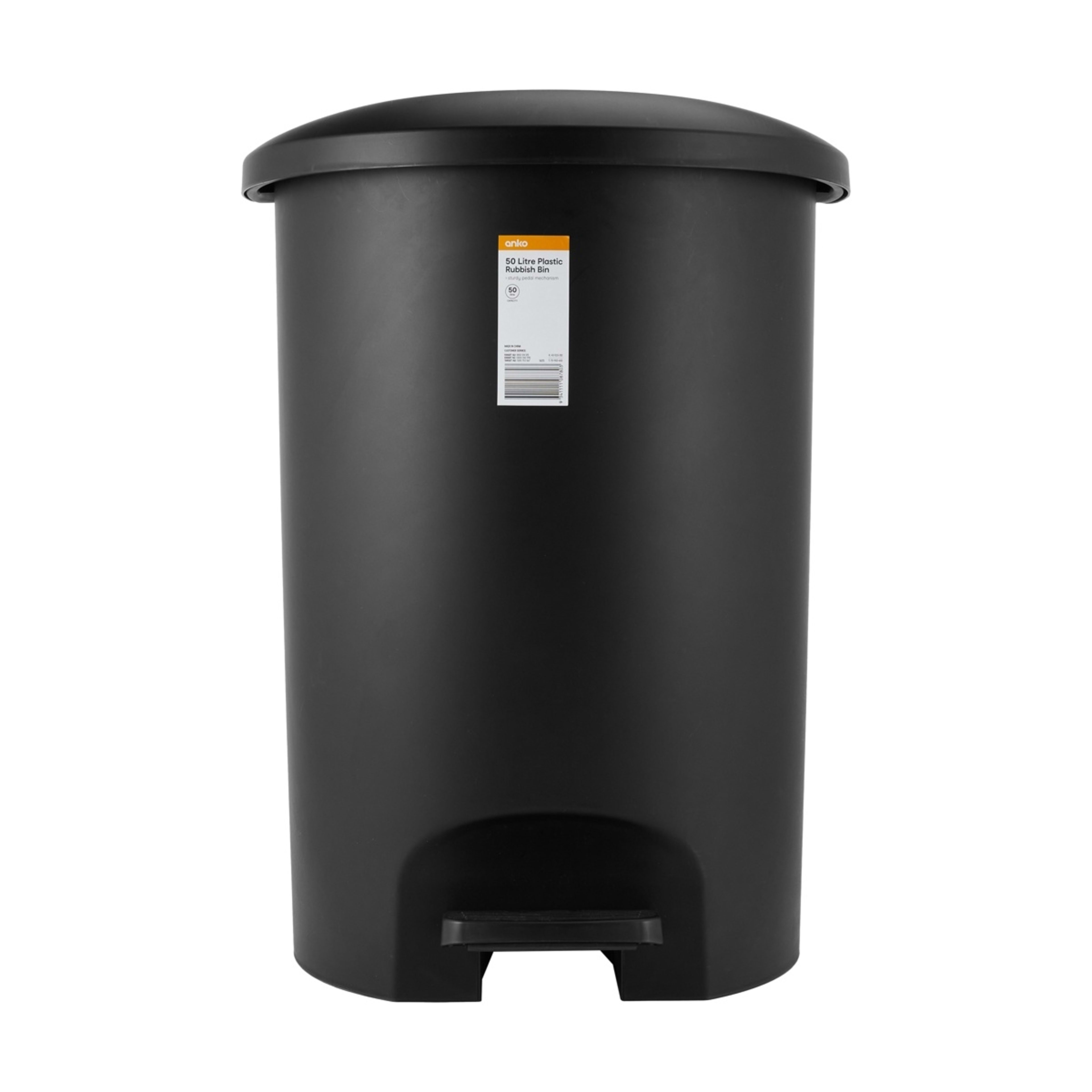 5 50L Plastic Rubbish Bin - Black, 5 of 5