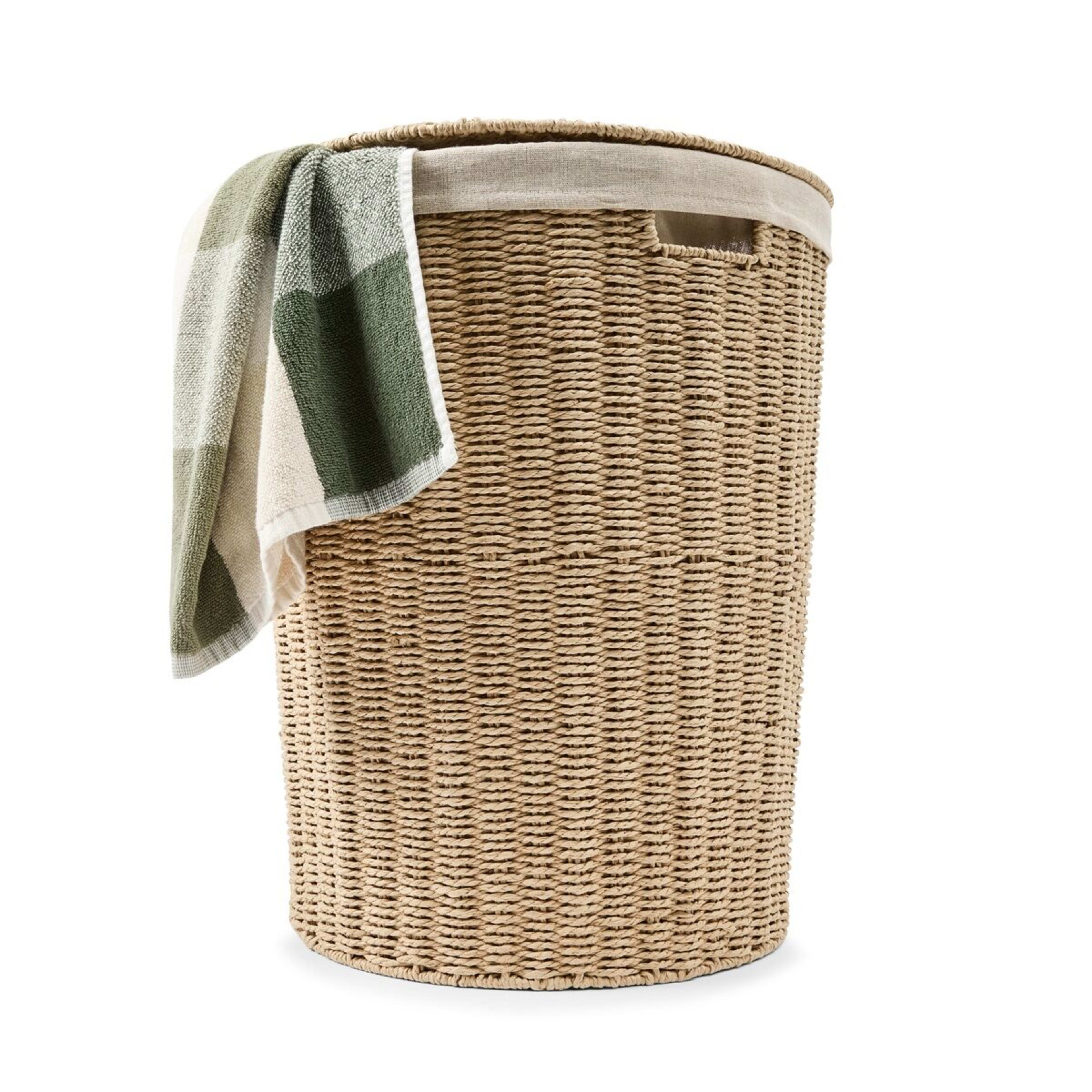 2 Round Paper Rope Hamper with Lid - Beige, 2 of 9