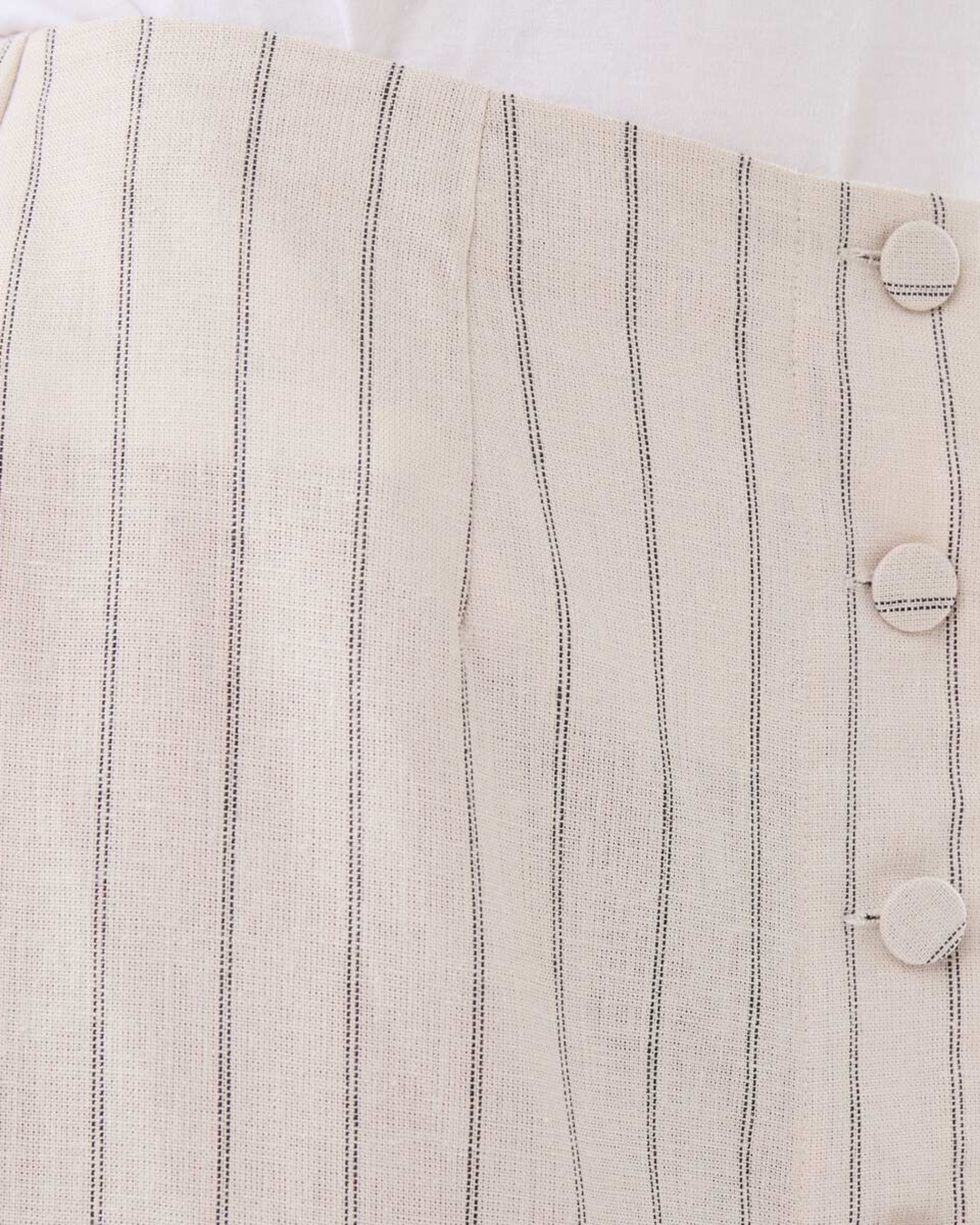4 Button Through Midi Skirt Dot Stripe, 4 of 4