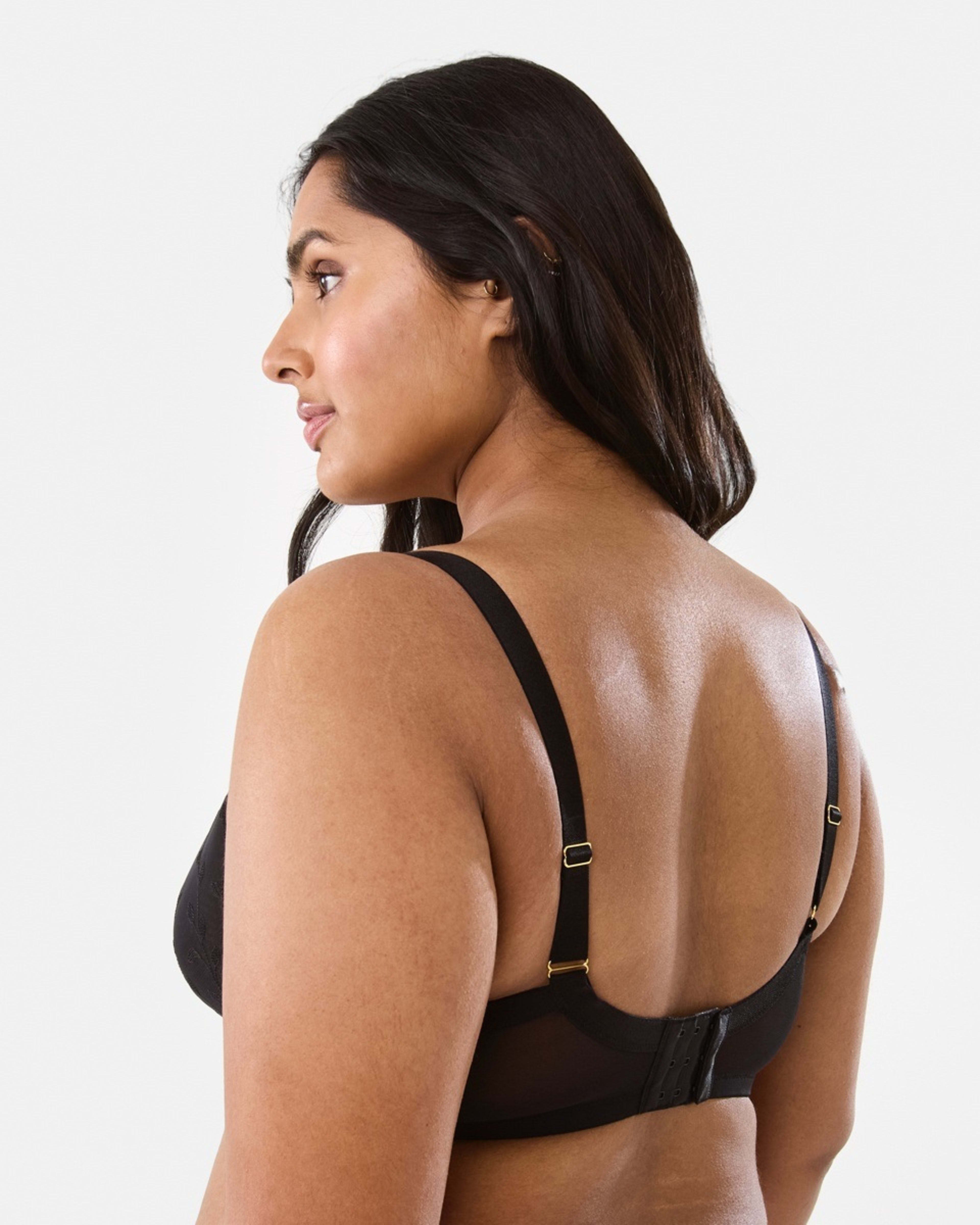2 Full Figure Soft Cup Mesh Underwire Bra BLACK, 2 of 5