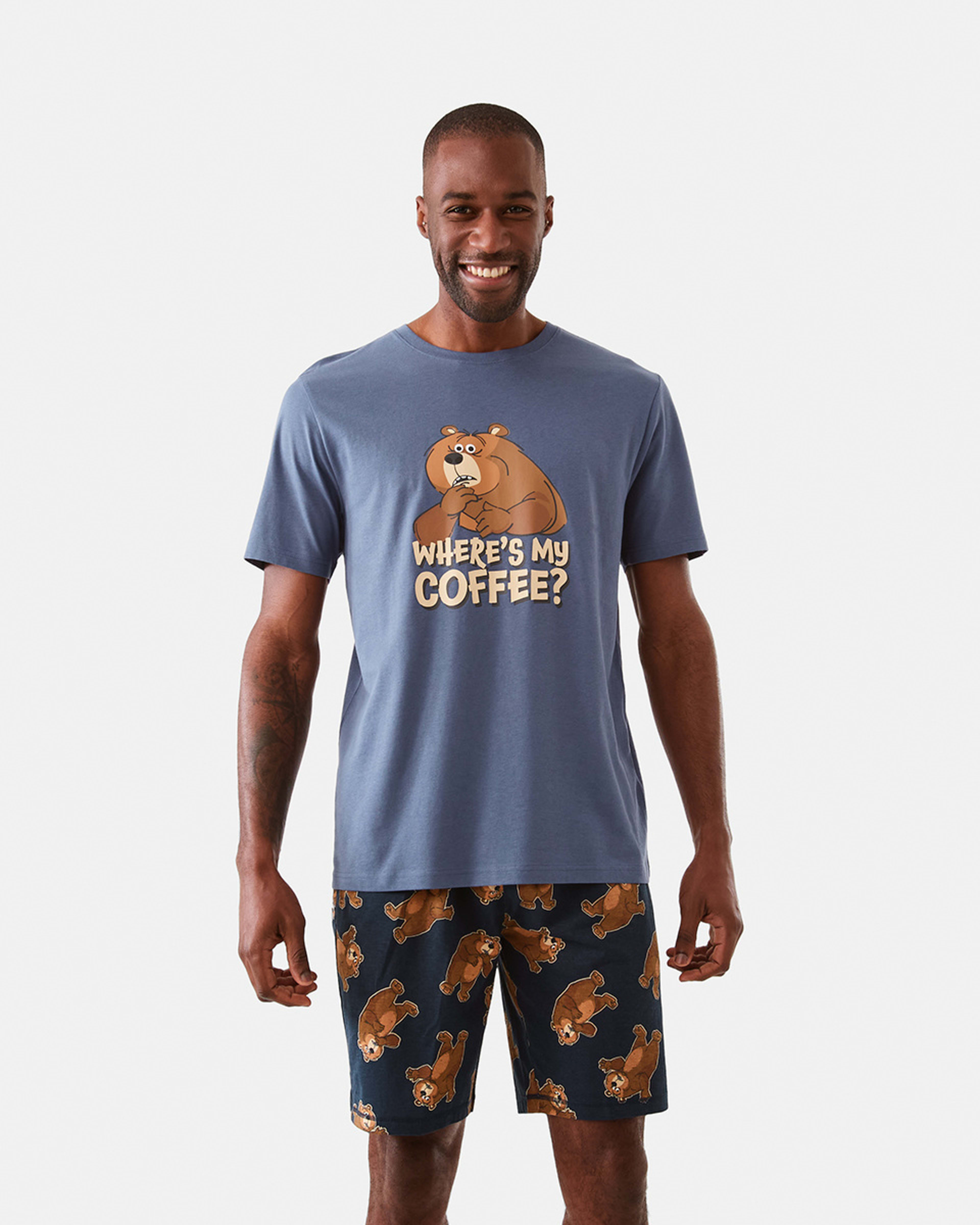 1 Short Sleeve Knit Short Pyjama Set Caff Bear