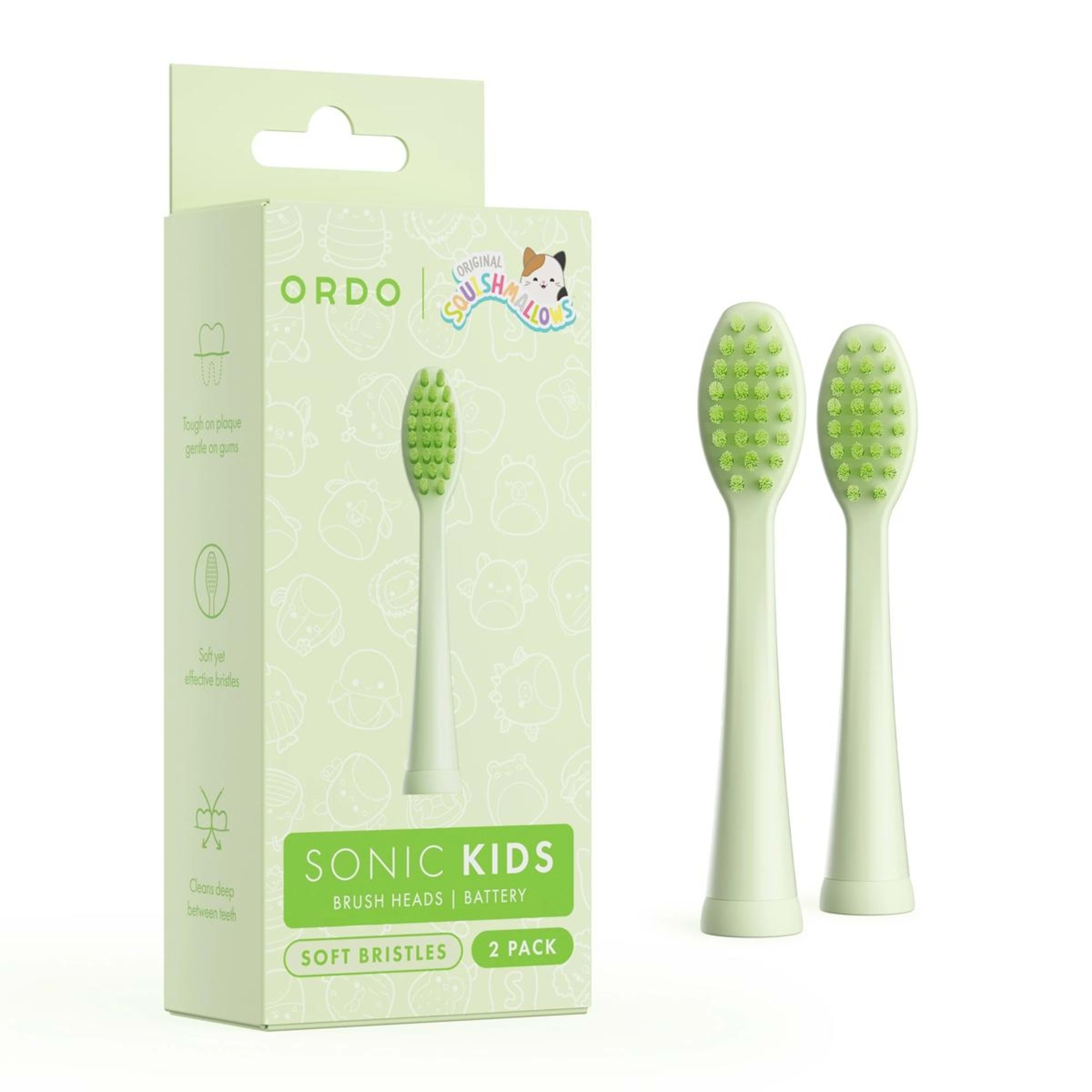 1 Original Squishmallows 2 Pack Ordo Sonic Kids Battery Brush Heads - Rutabaga, 1 of 6
