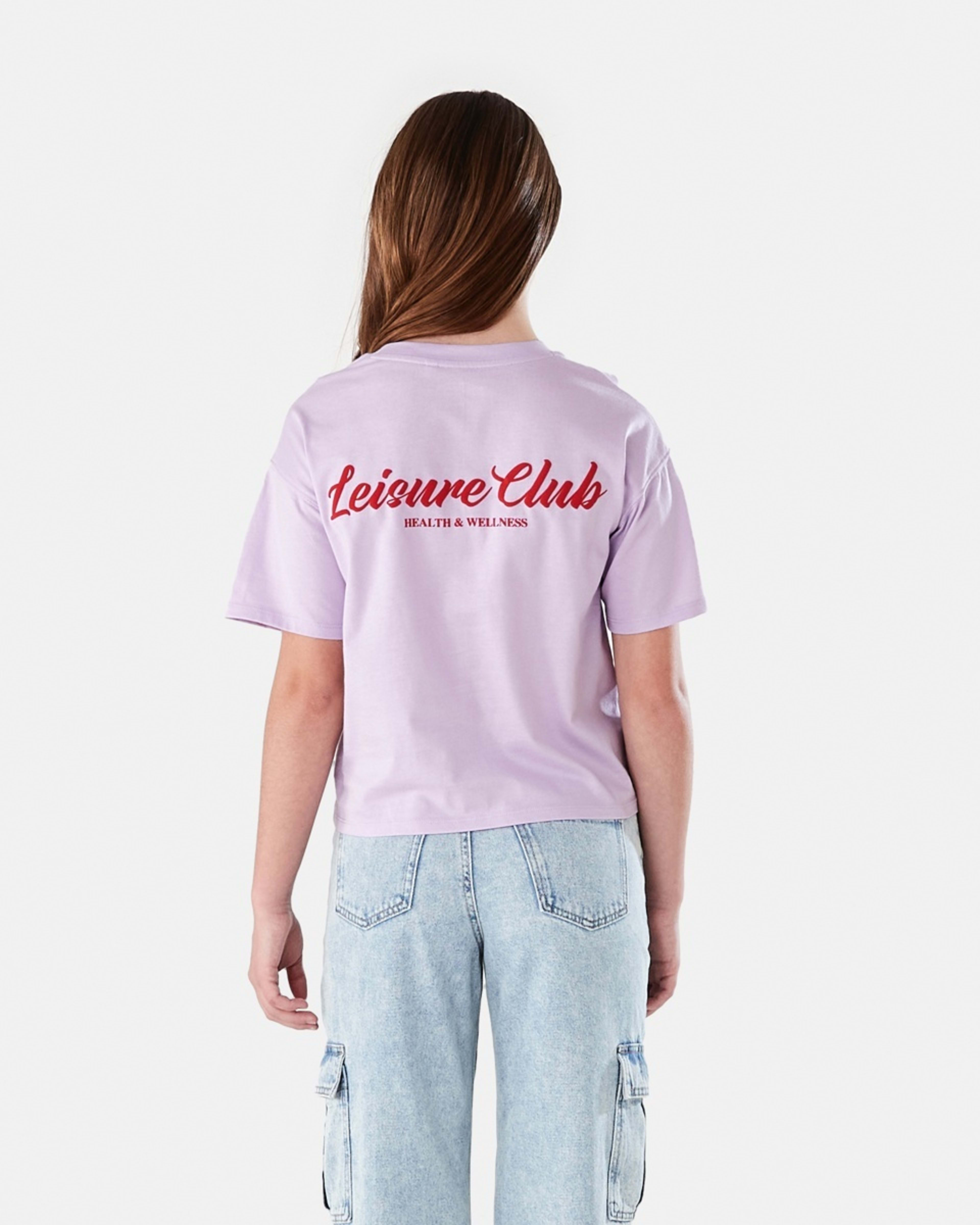 2 Short Sleeve Cropped Print T-shirt LEISURE CLUB PASTEL LILAC, 2 of 8
