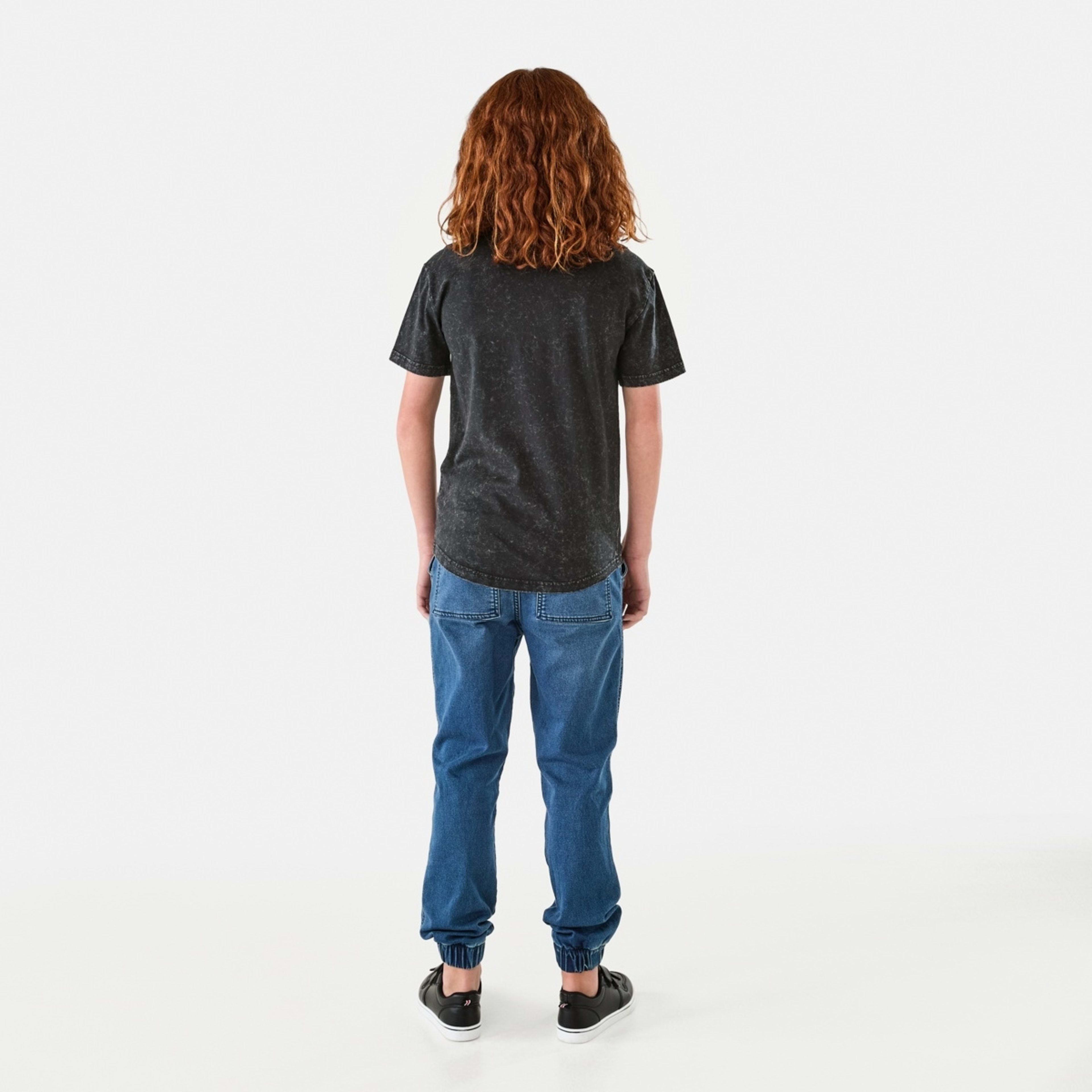 6 Curved Hem Acid Wash T-shirt Black Wash, 6 of 9