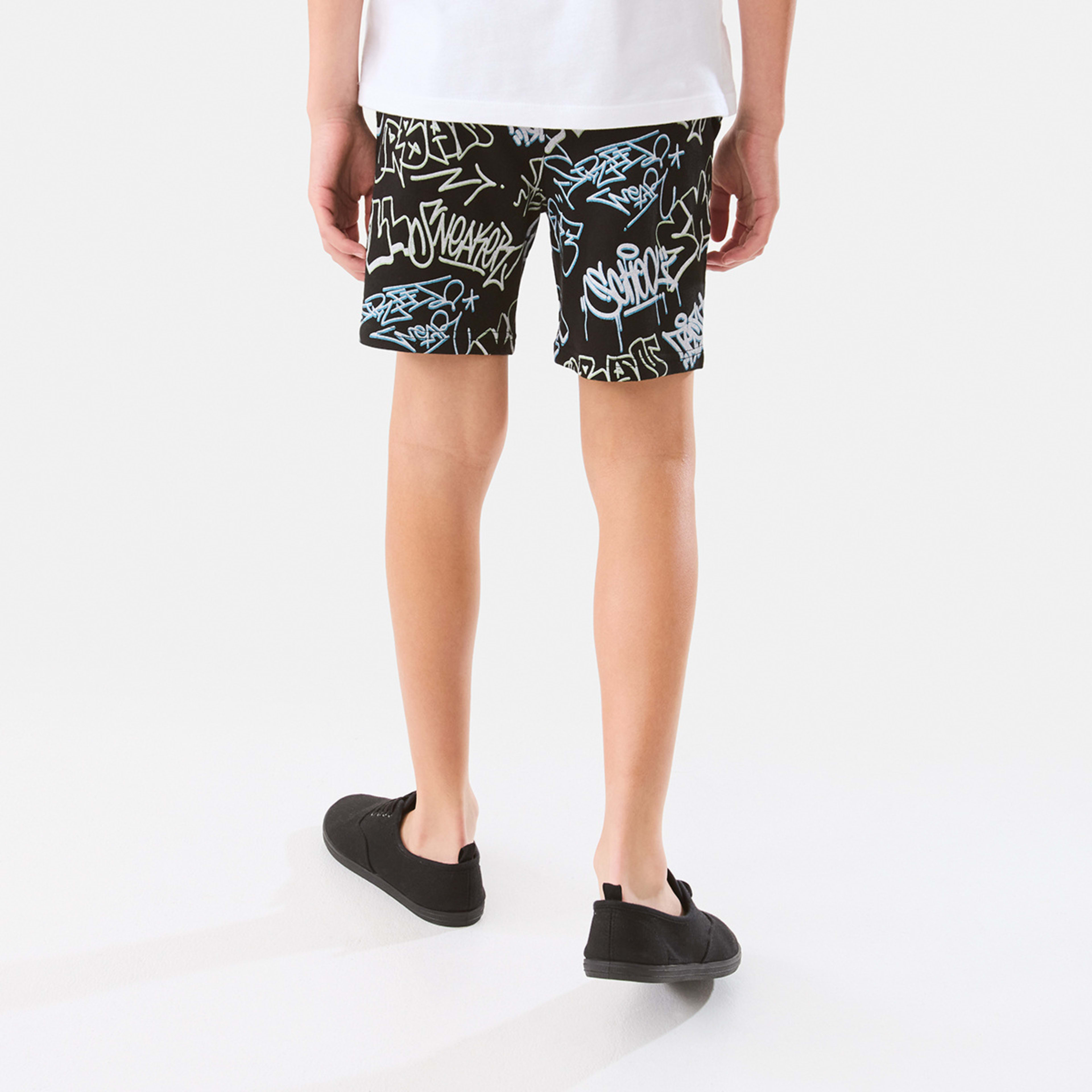 2 All Over Print Knit Shorts Blk Urbgrf, 2 of 7