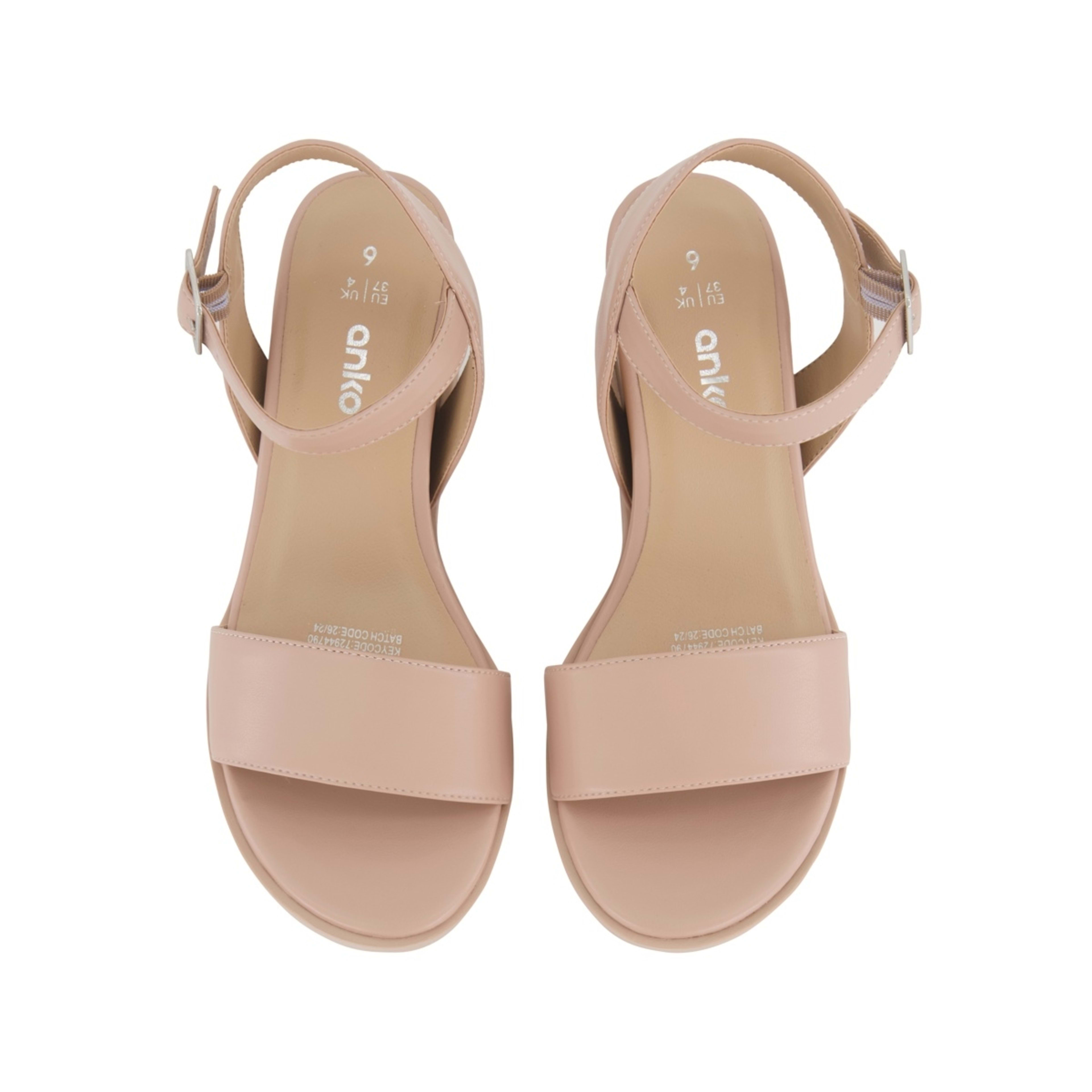 4 Stacked Wedge Heel Sandals Beige, 4 of 5