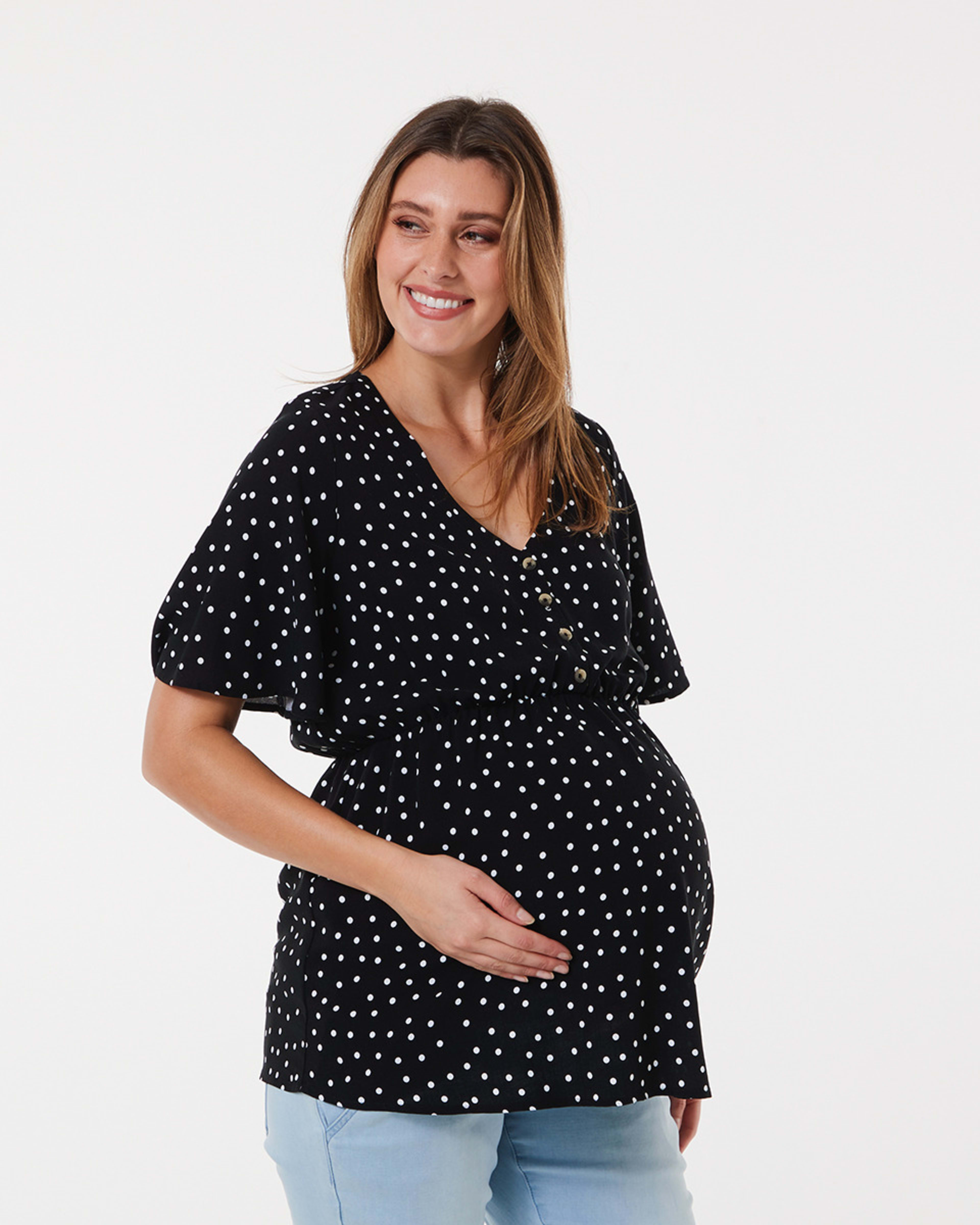 Maternity Short Sleeve Button Through Top - Kmart