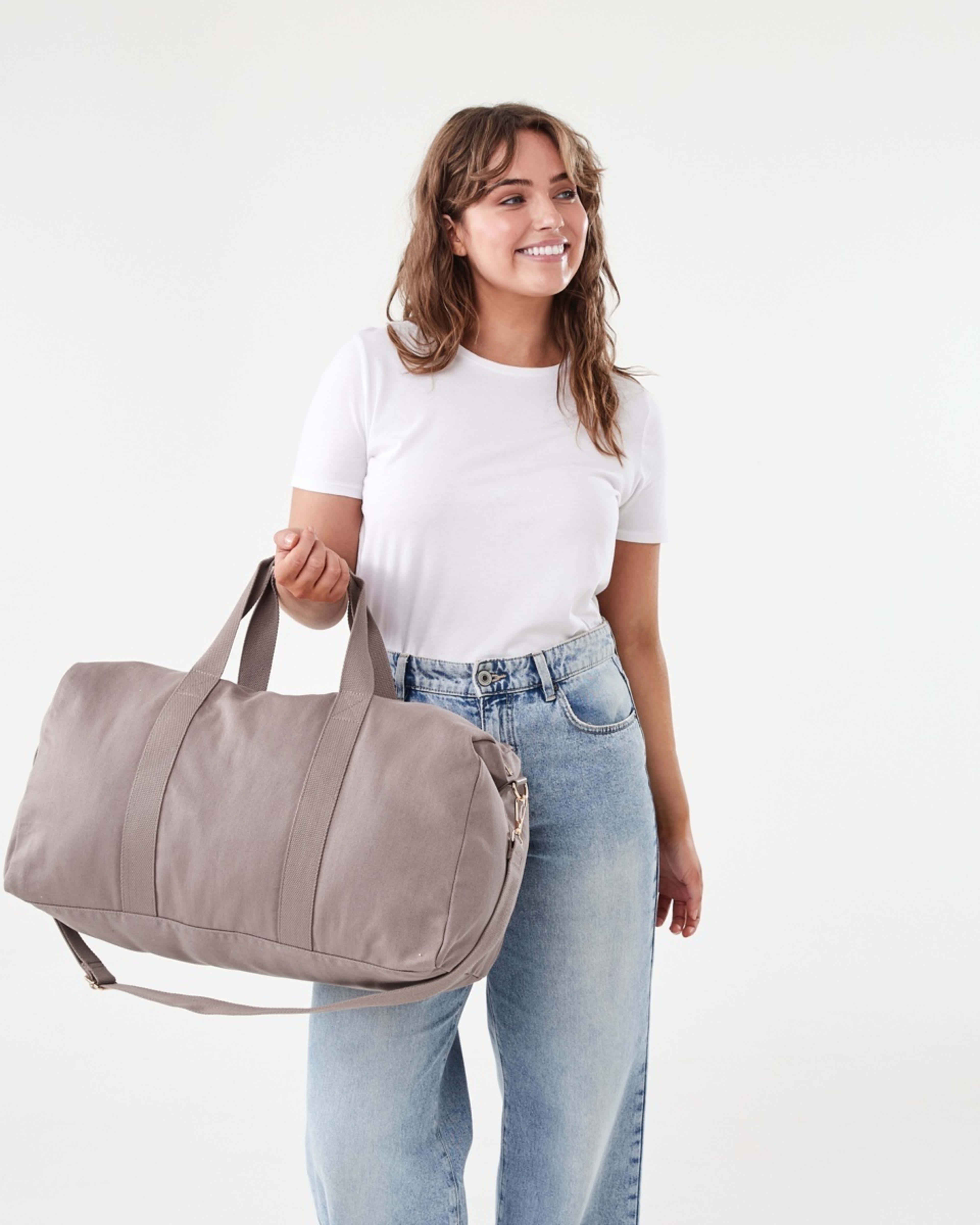 6 Canvas Weekender Bag Taupe Brn, 6 of 6