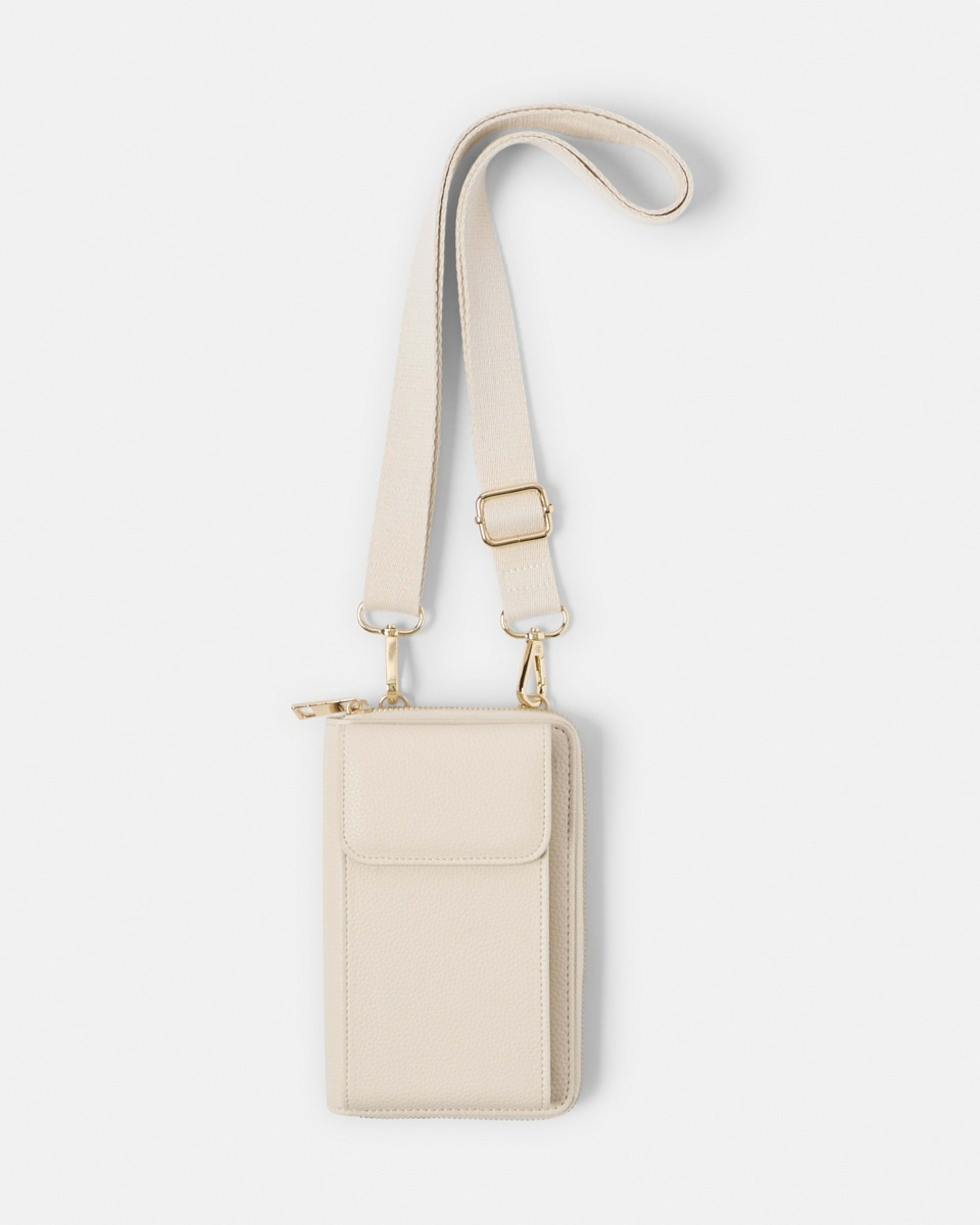 1 Sim Fabric Strap Phone Wallet PORCELAIN WHITE