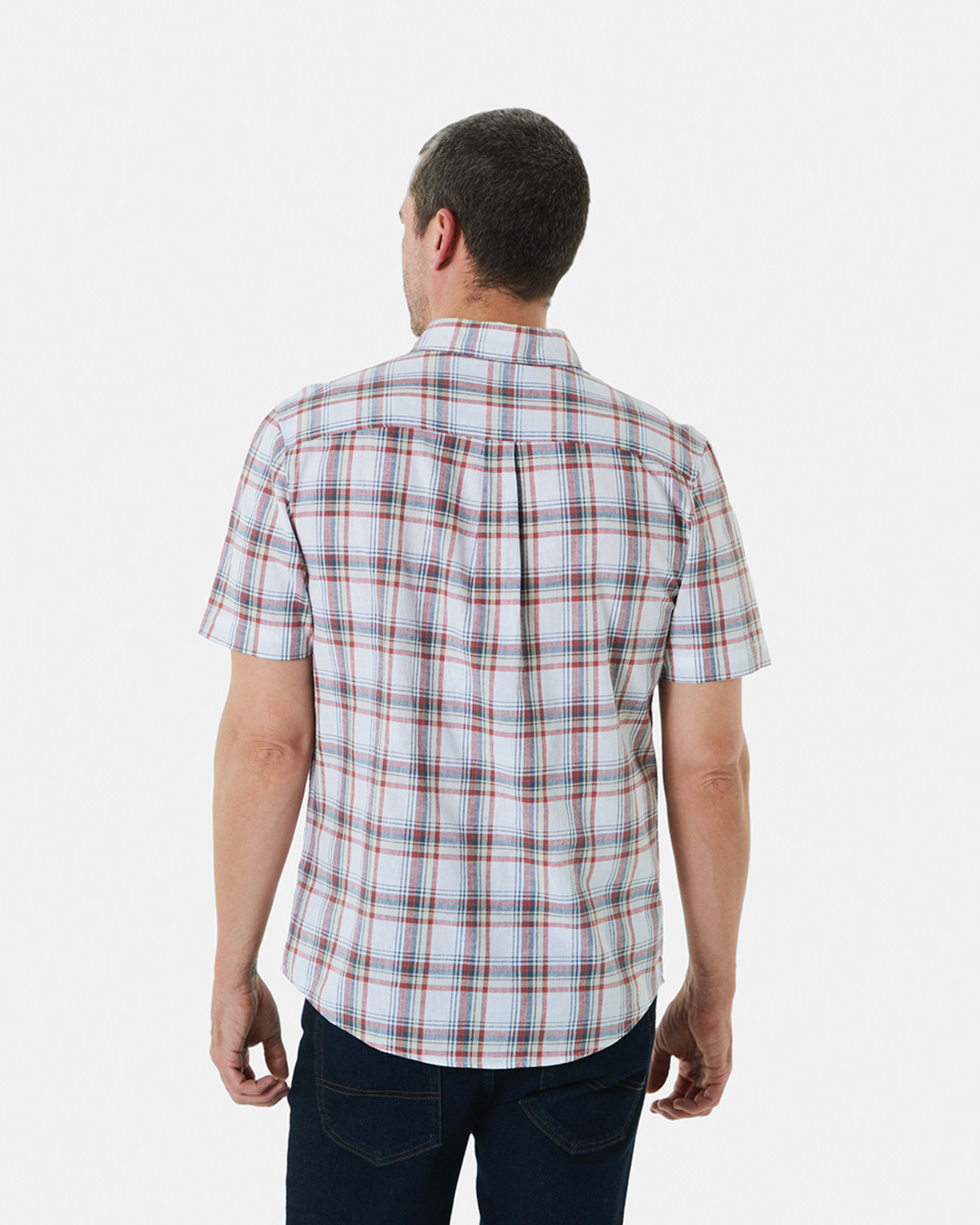 Short Sleeve Check Linen Blend Shirt Kmart
