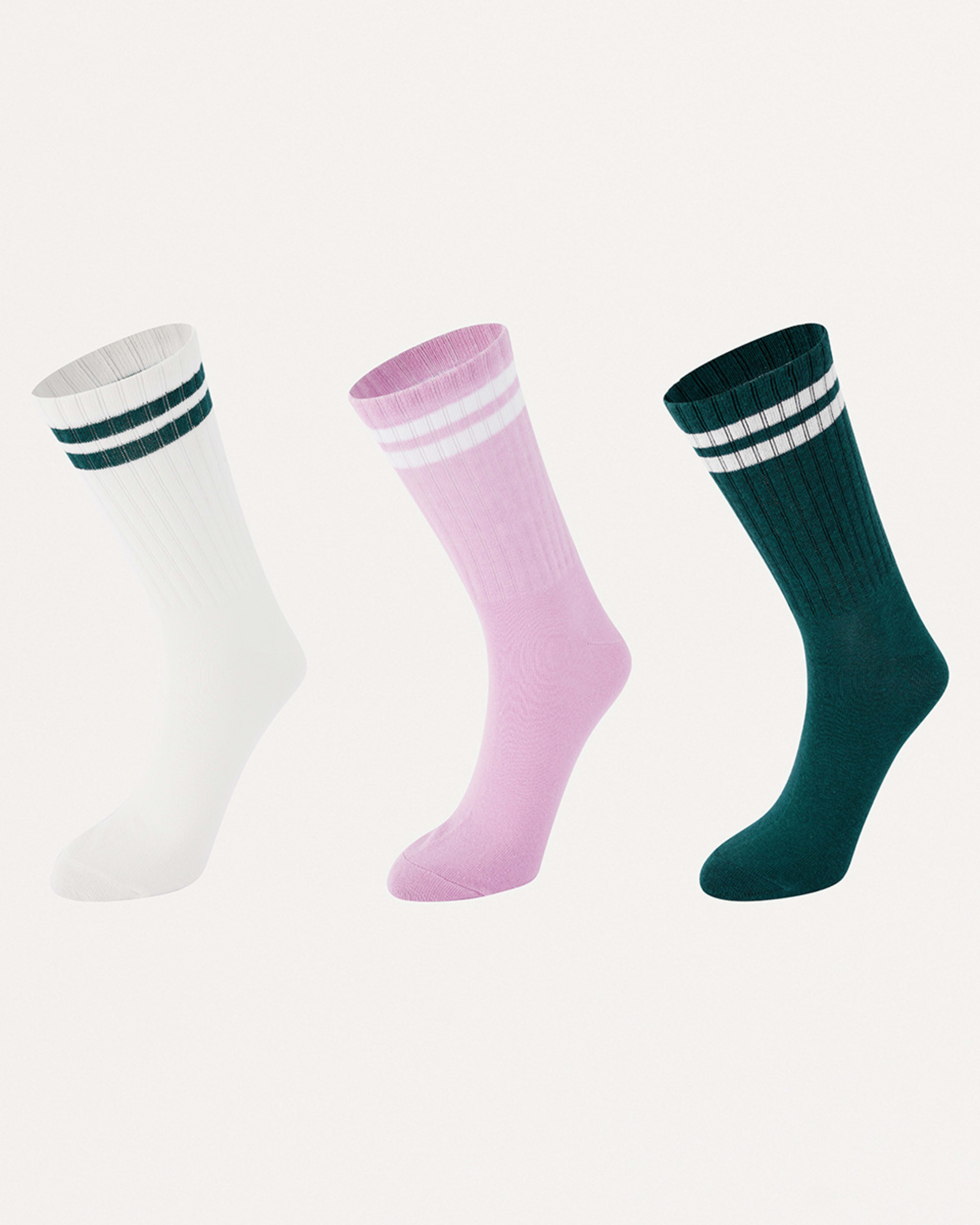 1 3 Pack Chunky Ribbed Full Crew Socks Green, 1 of 3