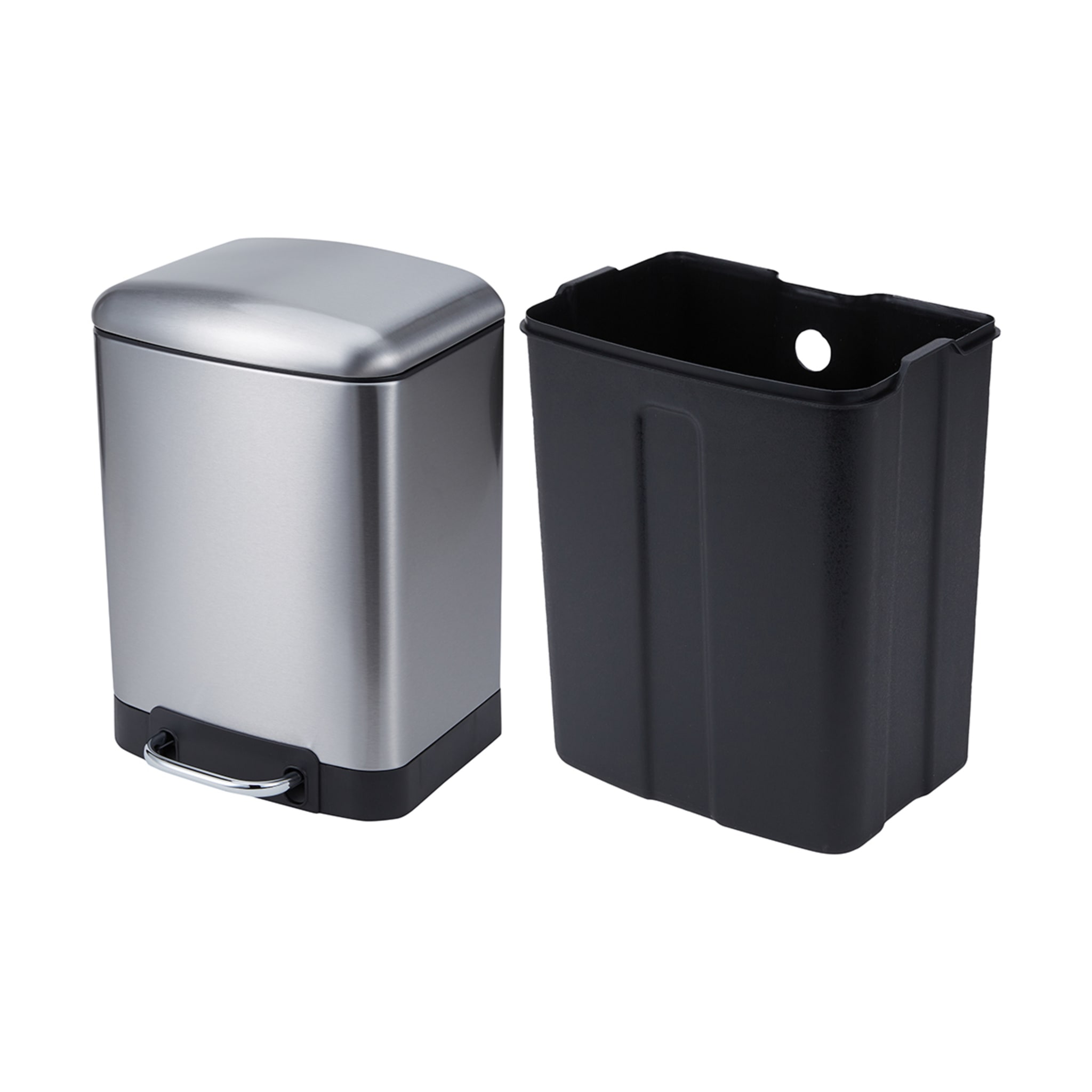 6L Brushed Stainless Steel Rectangle Pedal Bin Kmart