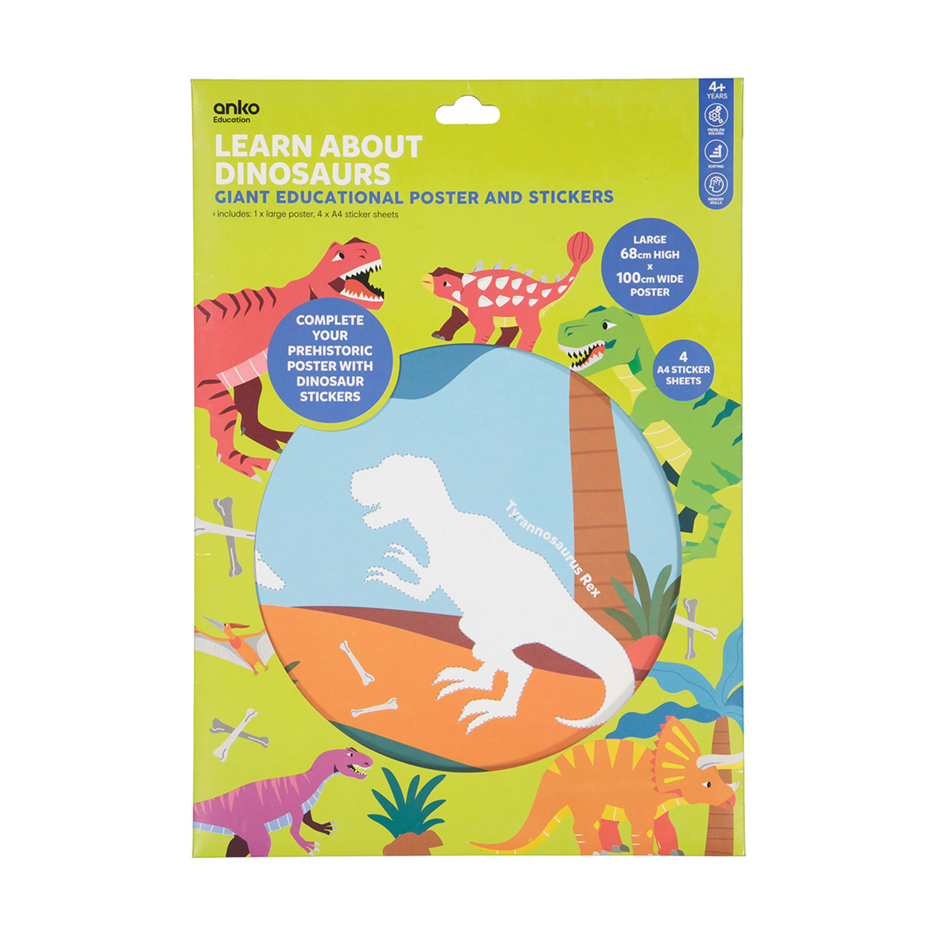 Learn About Dinosaurs Giant Educational Poster and Stickers Kmart NZ