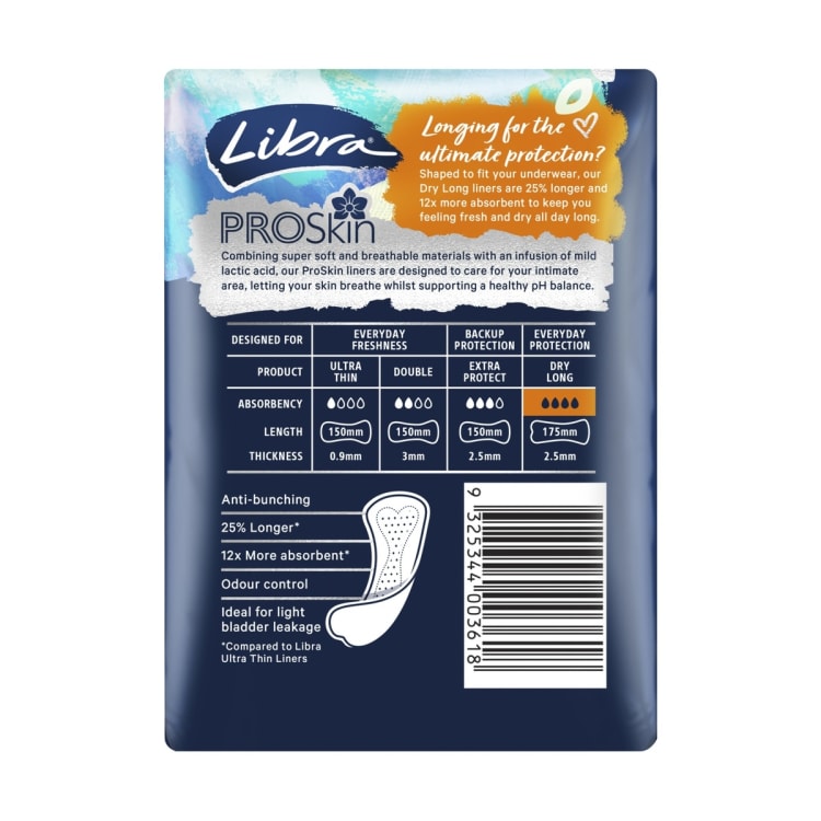 30 Pack Libra ProSkin Dry Long Liners Kmart